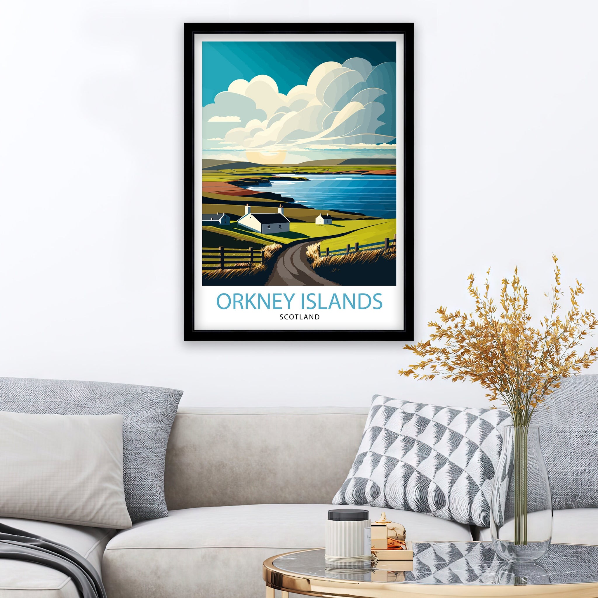 Orkney Islands Scotland Travel Poster, Landscape Art Print