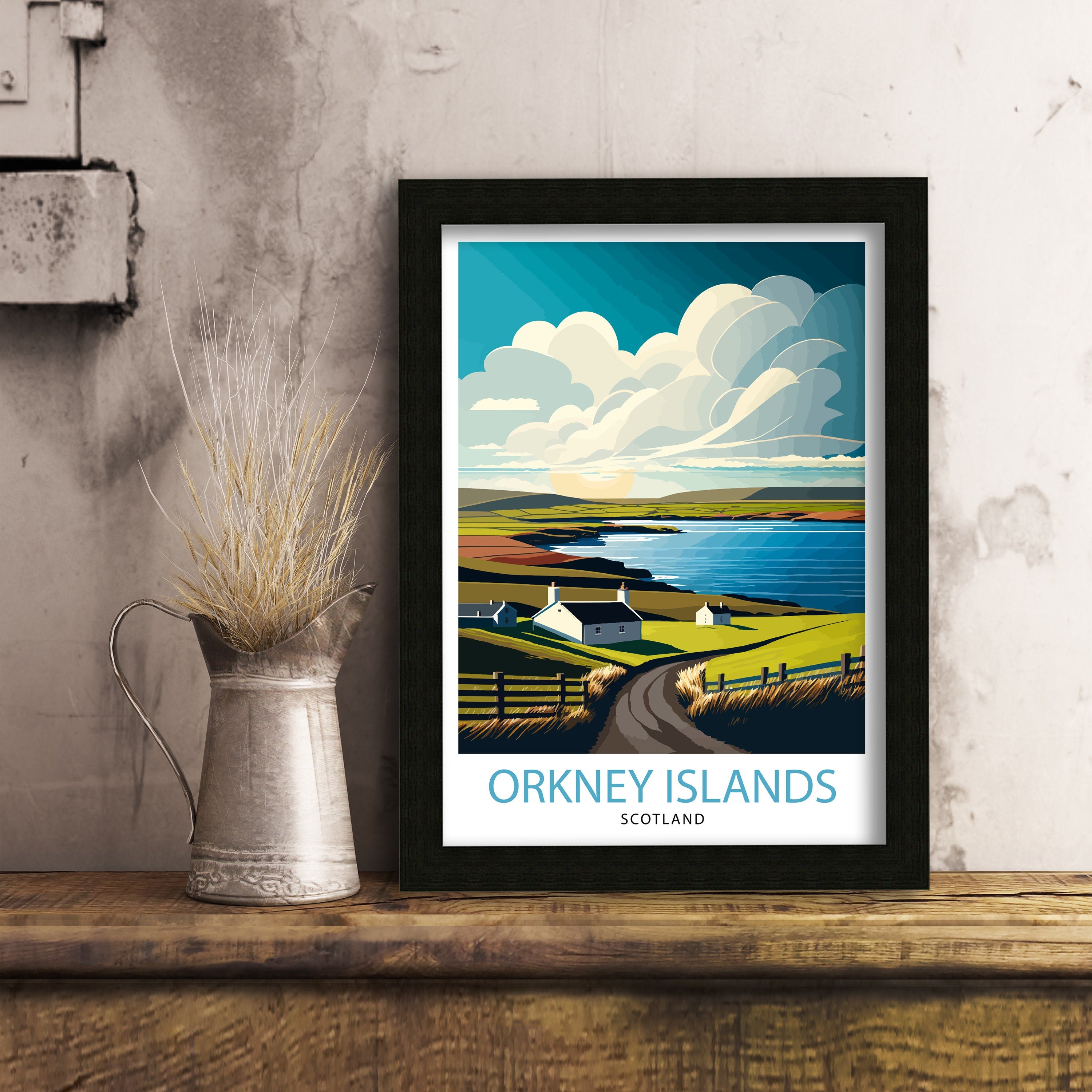 Orkney Islands Scotland Travel Poster, Landscape Art Print