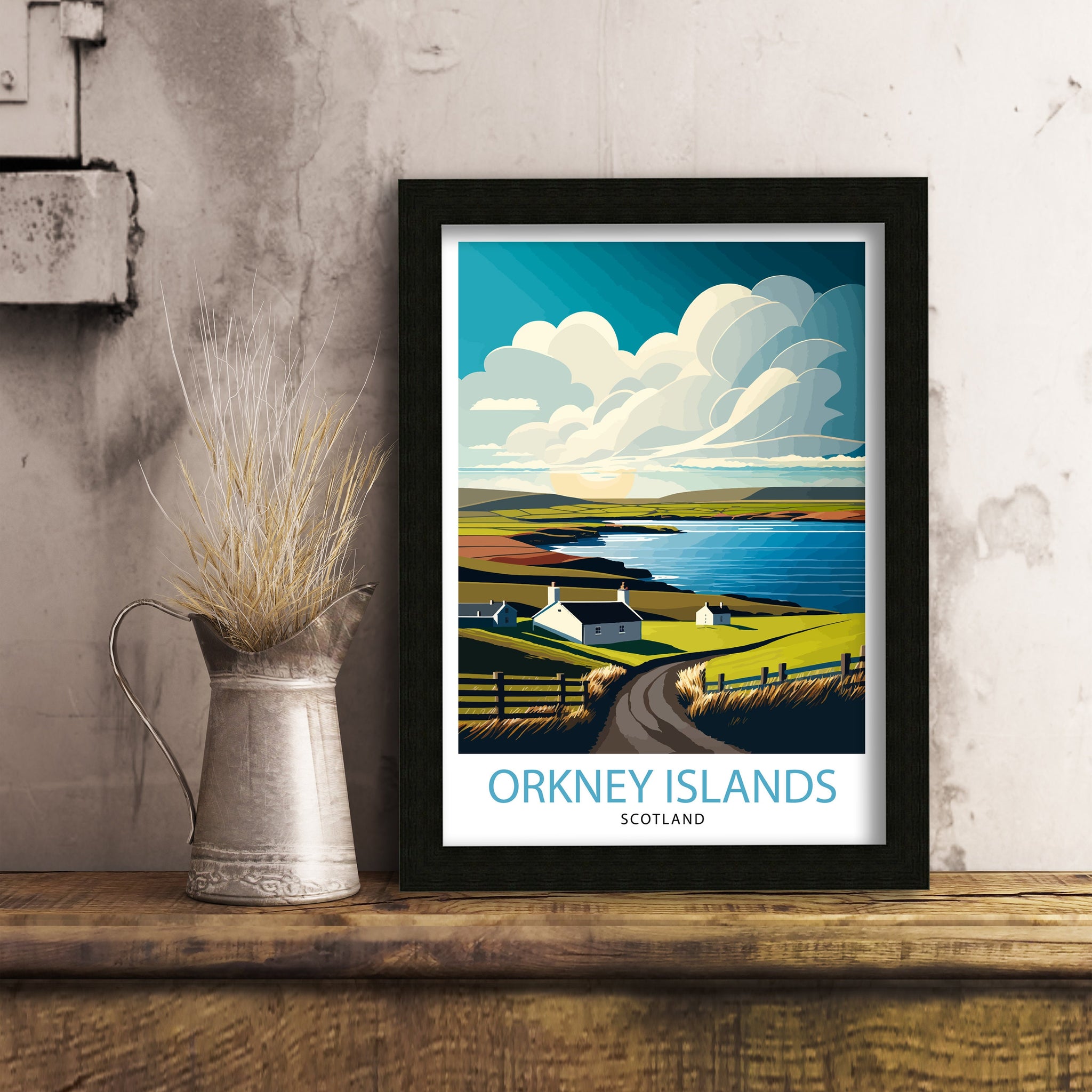Orkney Islands Scotland Travel Poster, Landscape Art Print