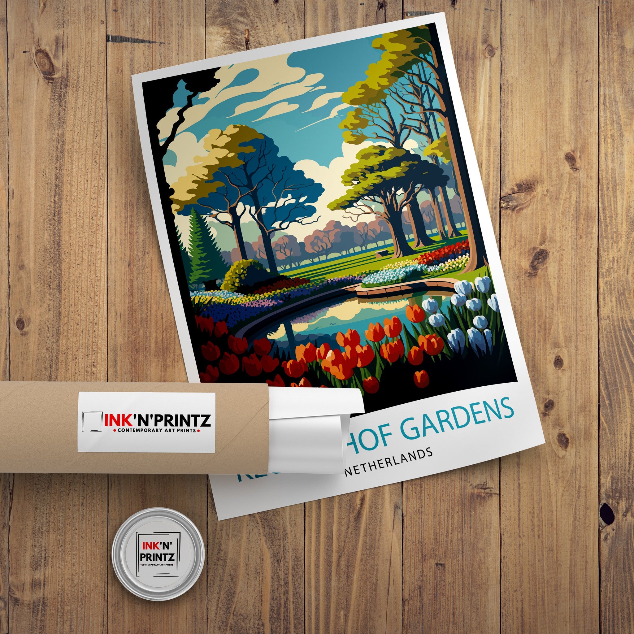 Keukenhof Gardens Print, Netherlands Travel Poster, Floral Wall Art