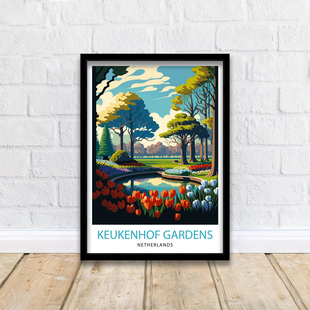 Keukenhof Gardens Poster , Floral Wall Art, Home Decor, Netherlands Travel Poster, Gift for Flower Lovers