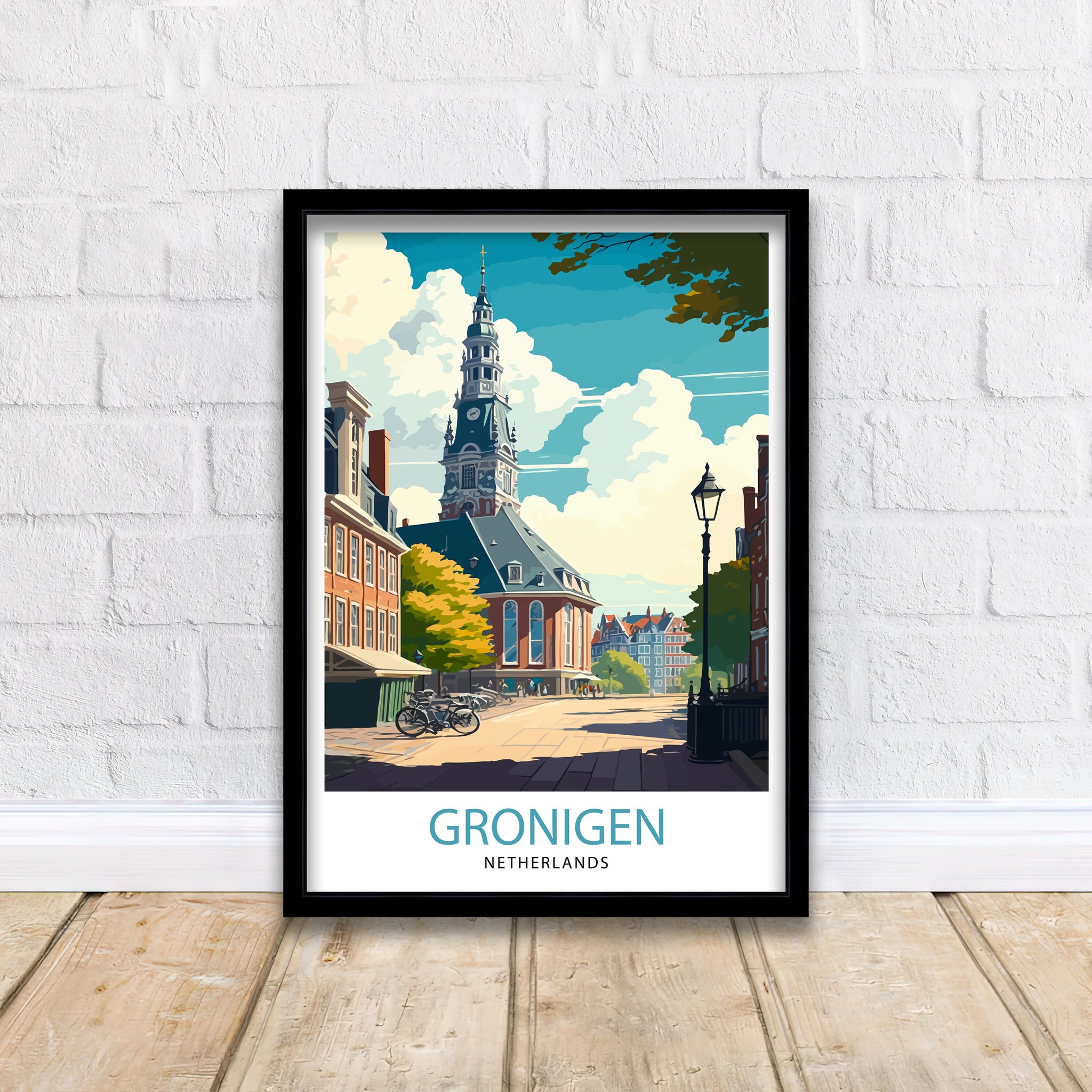 Groningen Netherlands Travel Poster, Dutch City Print