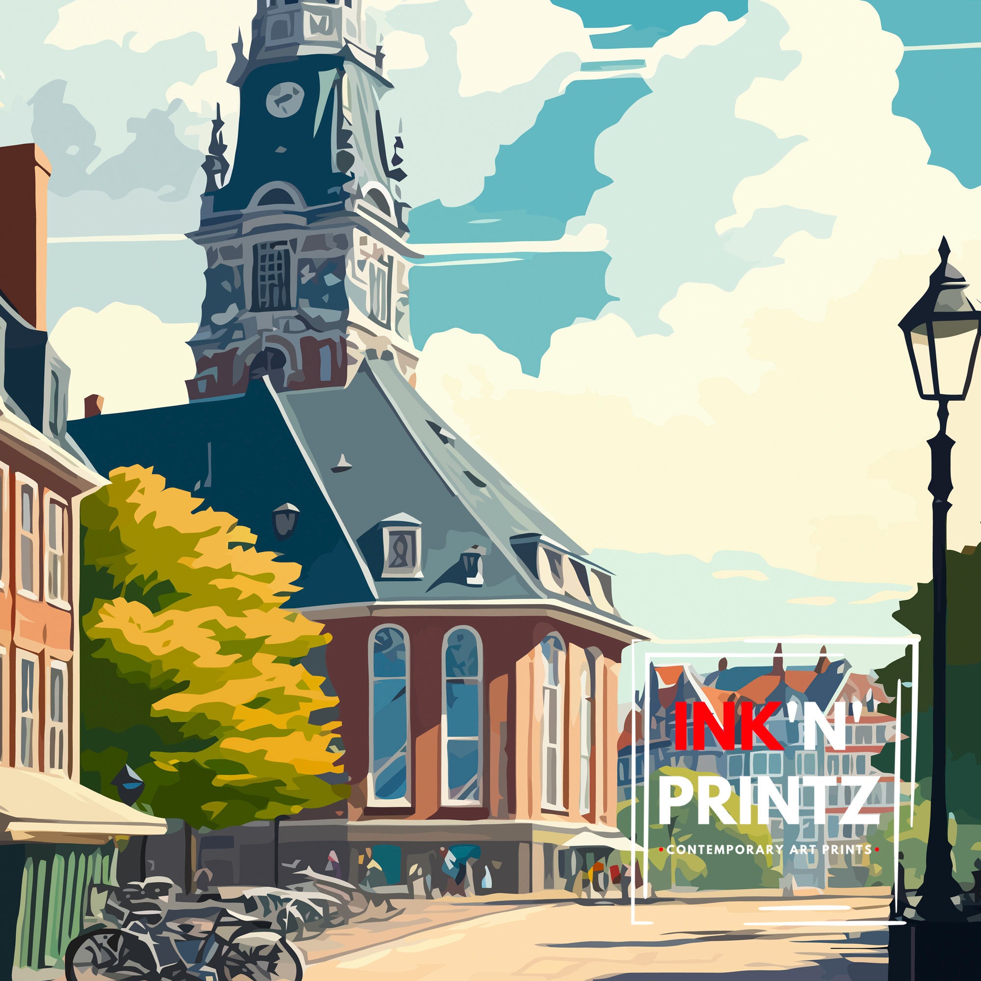 Groningen Netherlands Travel Poster, Dutch City Print