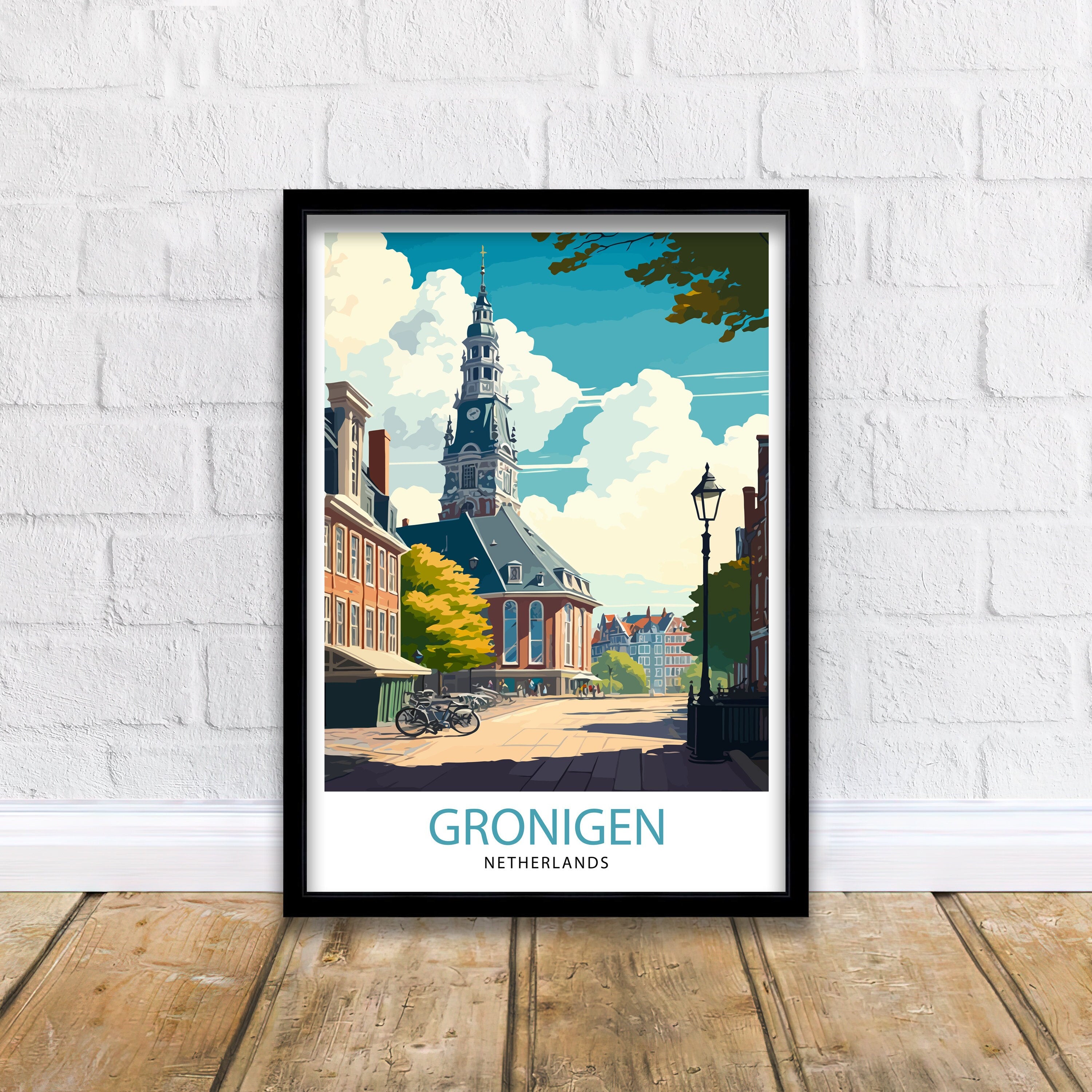 Groningen Netherlands Travel Poster, Dutch City Print