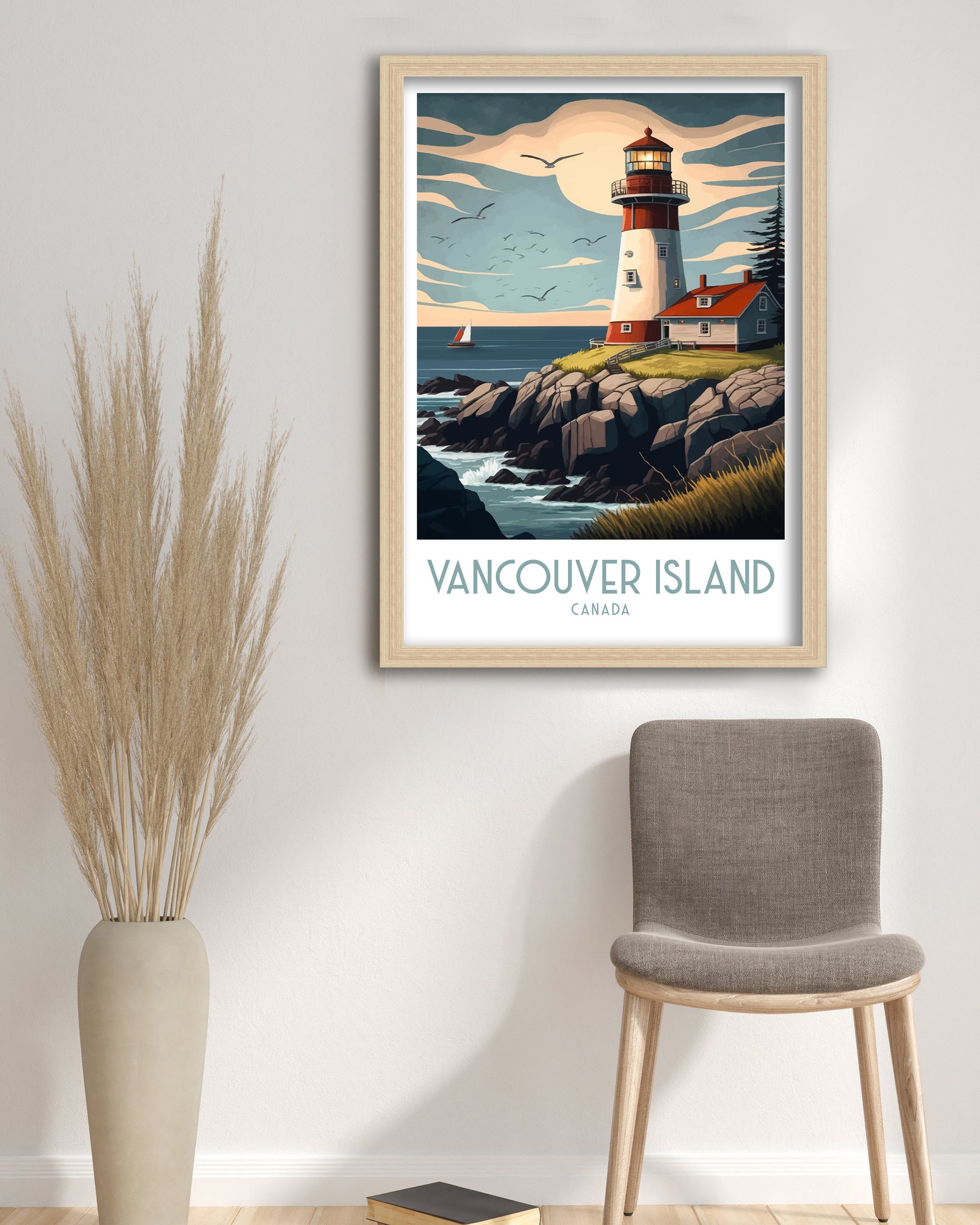 Vancouver Island Lighthouse Art Print | Coastal Travel Poster