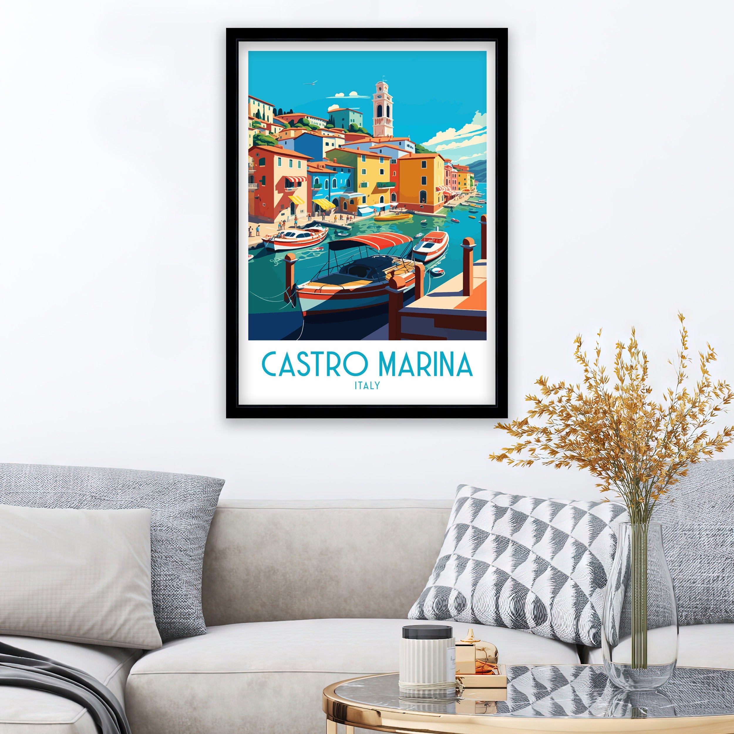 Castro Marina Italy Travel Poster | Coastal Art Print