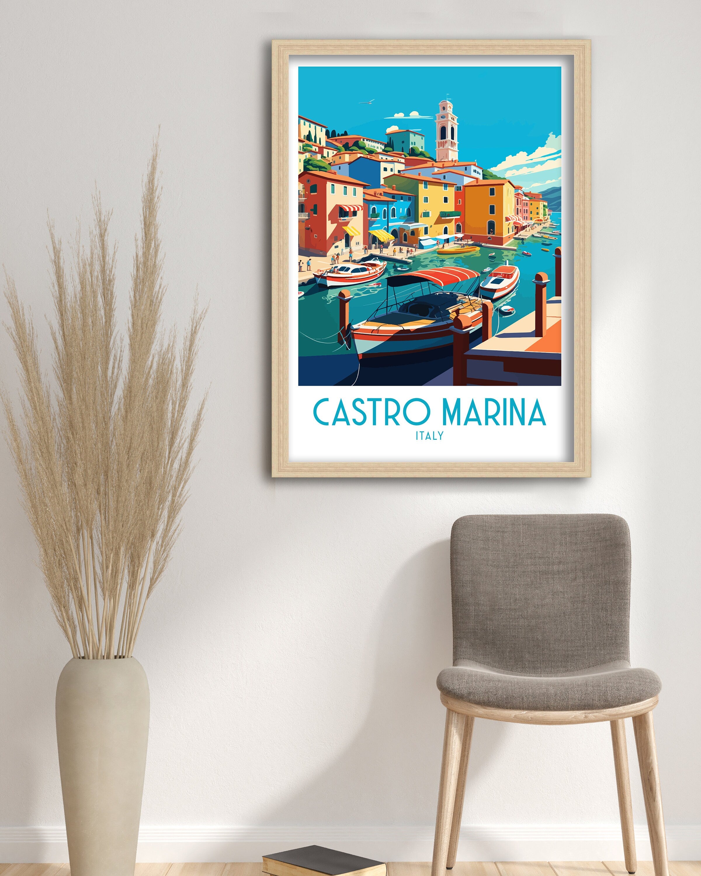Castro Marina Italy Travel Poster | Coastal Art Print