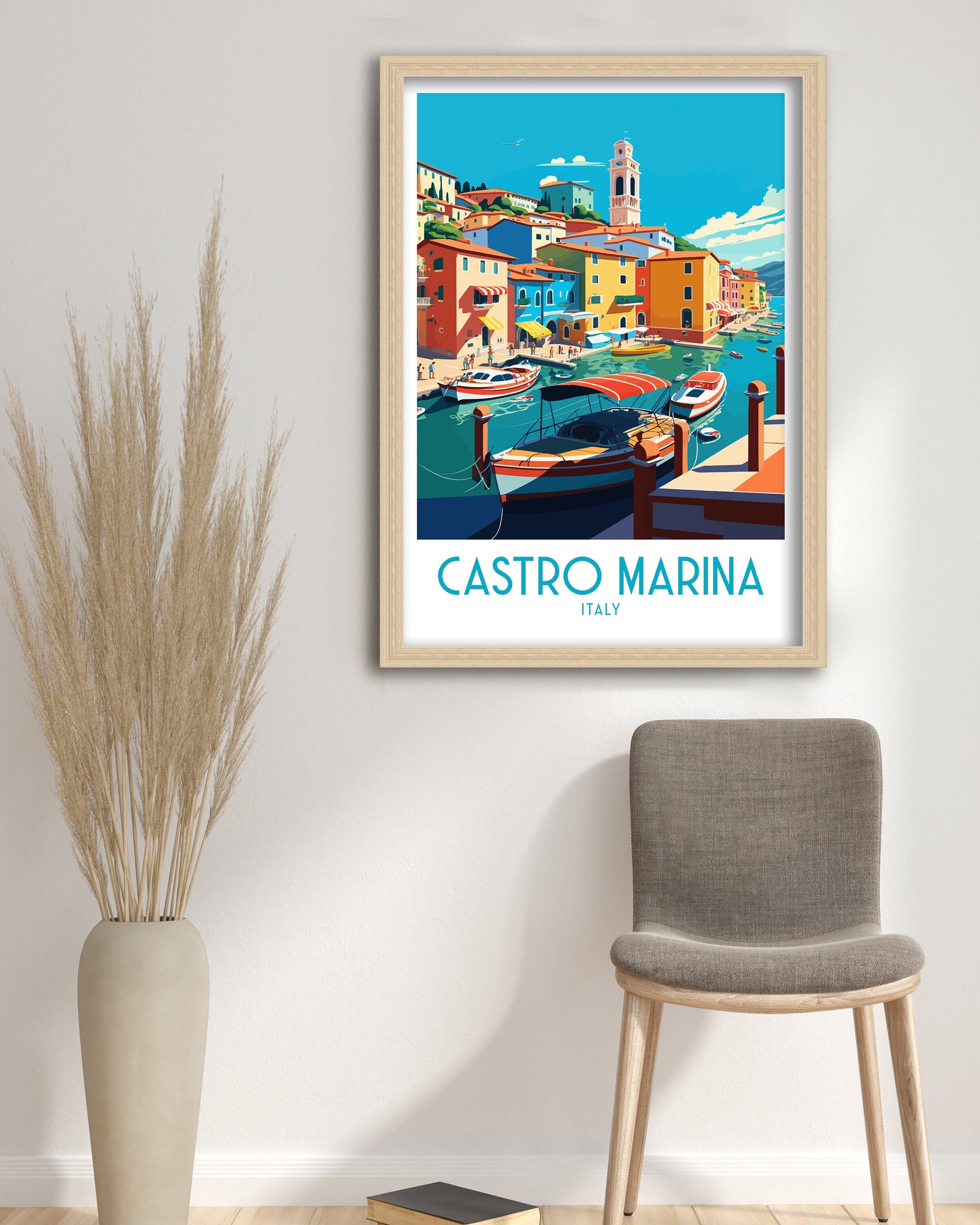 Castro Marina Italy Travel Poster | Coastal Art Print