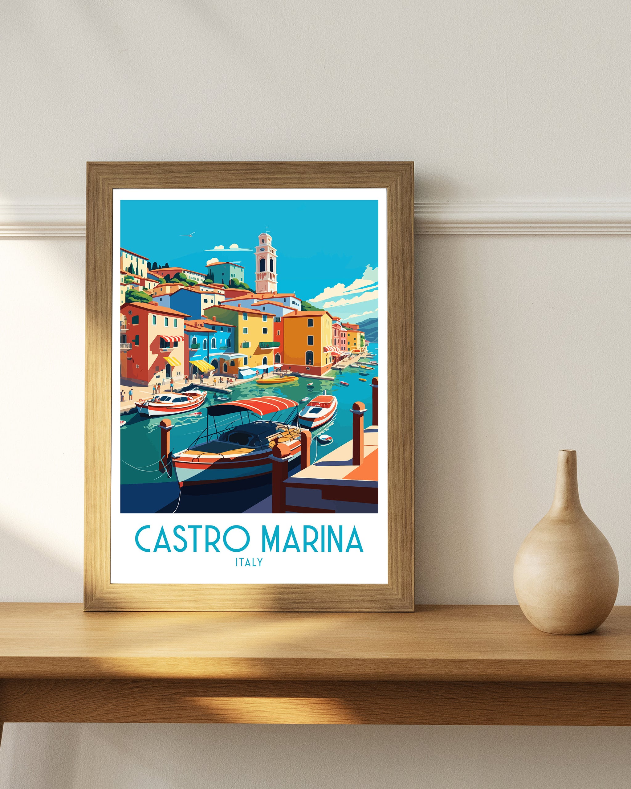 Castro Marina Italy Travel Poster | Coastal Art Print