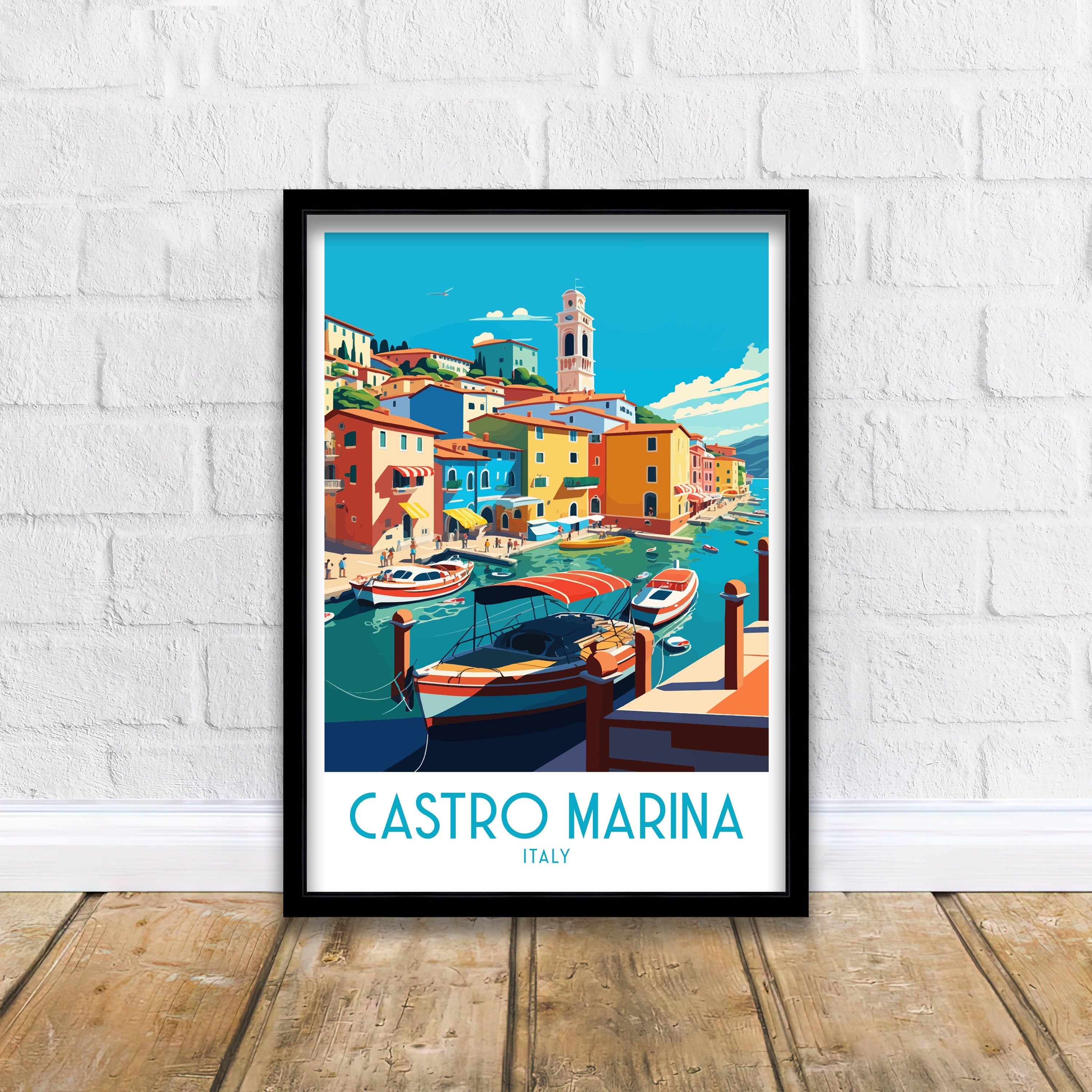 Castro Marina Italy Travel Poster | Coastal Art Print