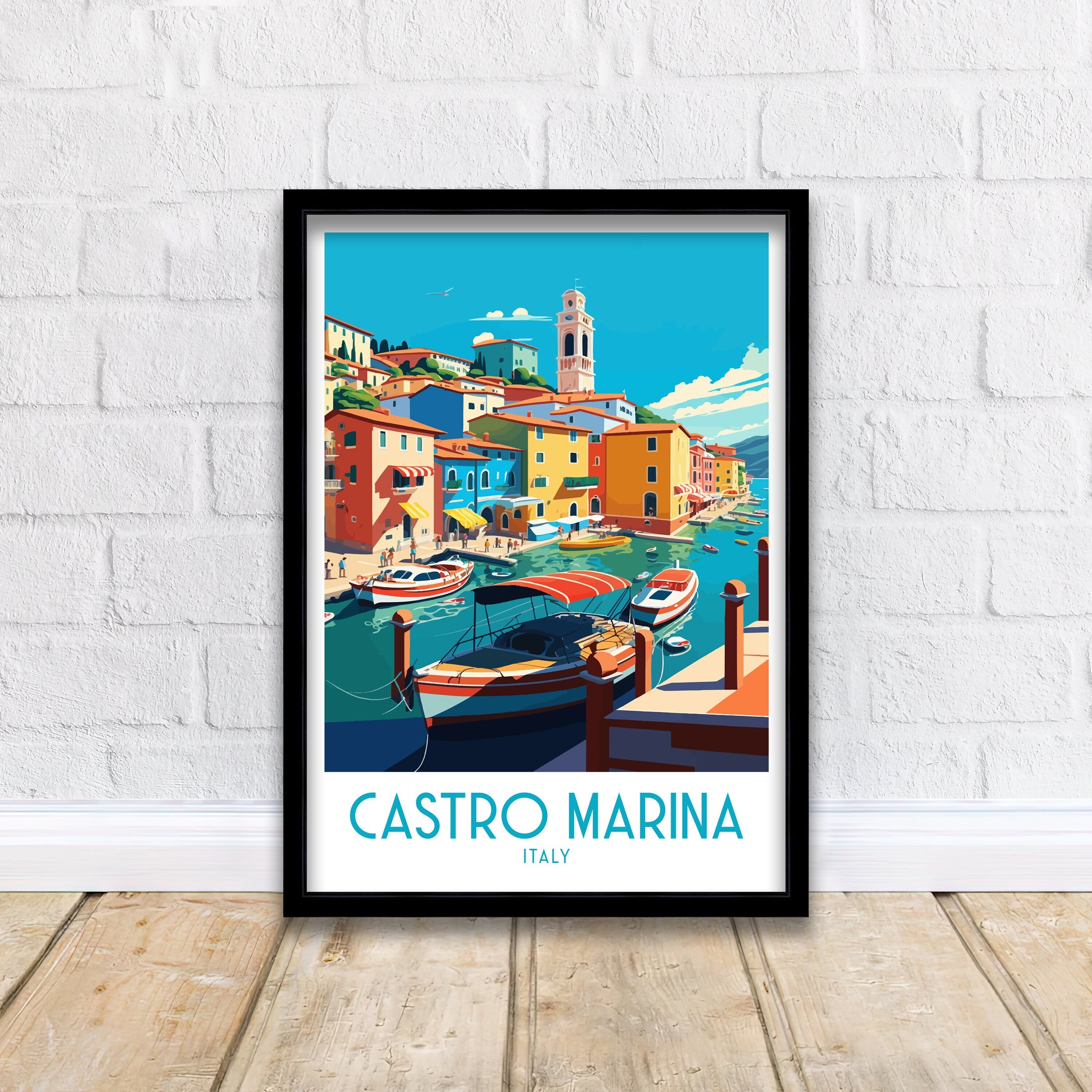 Castro Marina Italy Travel Poster | Coastal Art Print