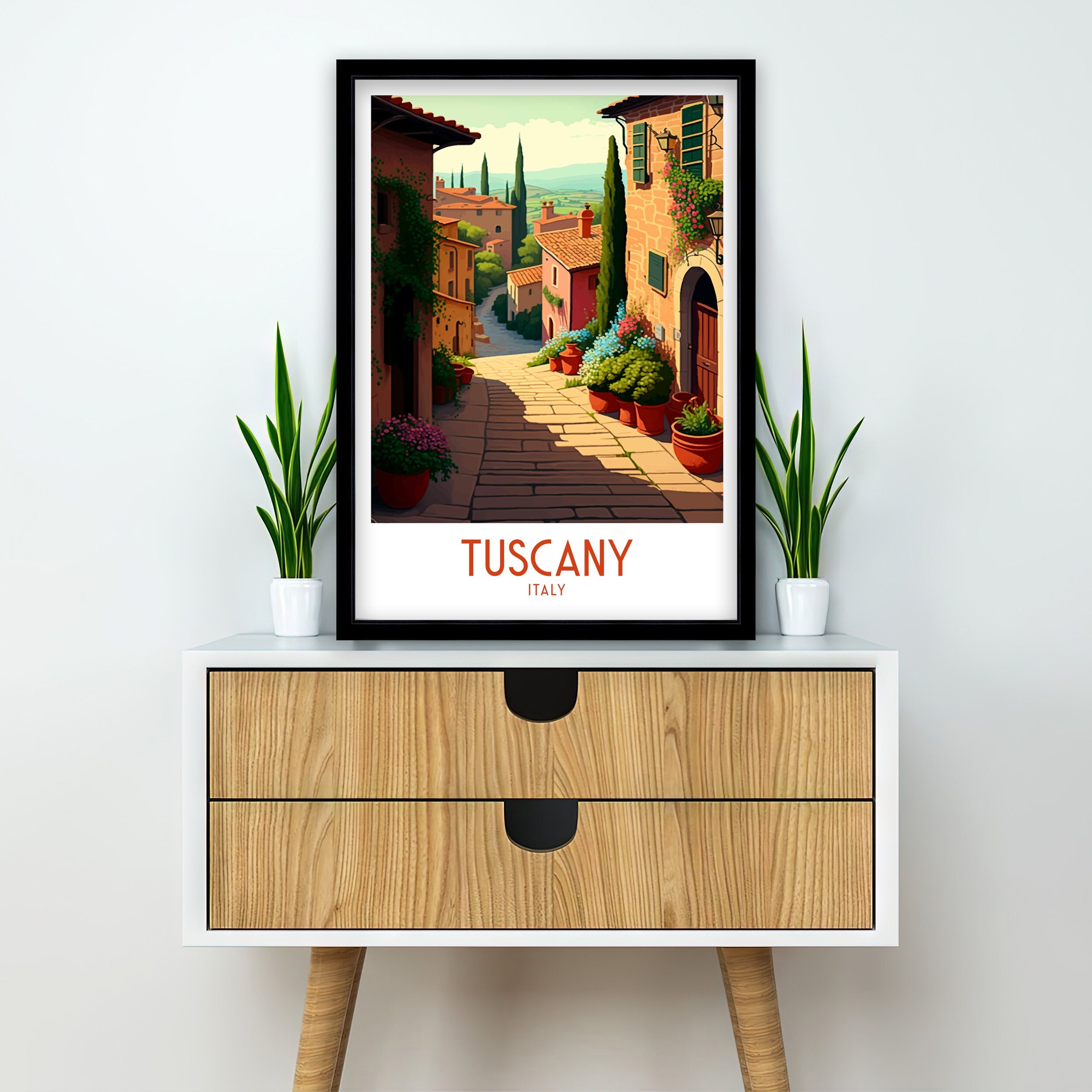 Tuscany Travel Poster | Italian Village Art Print
