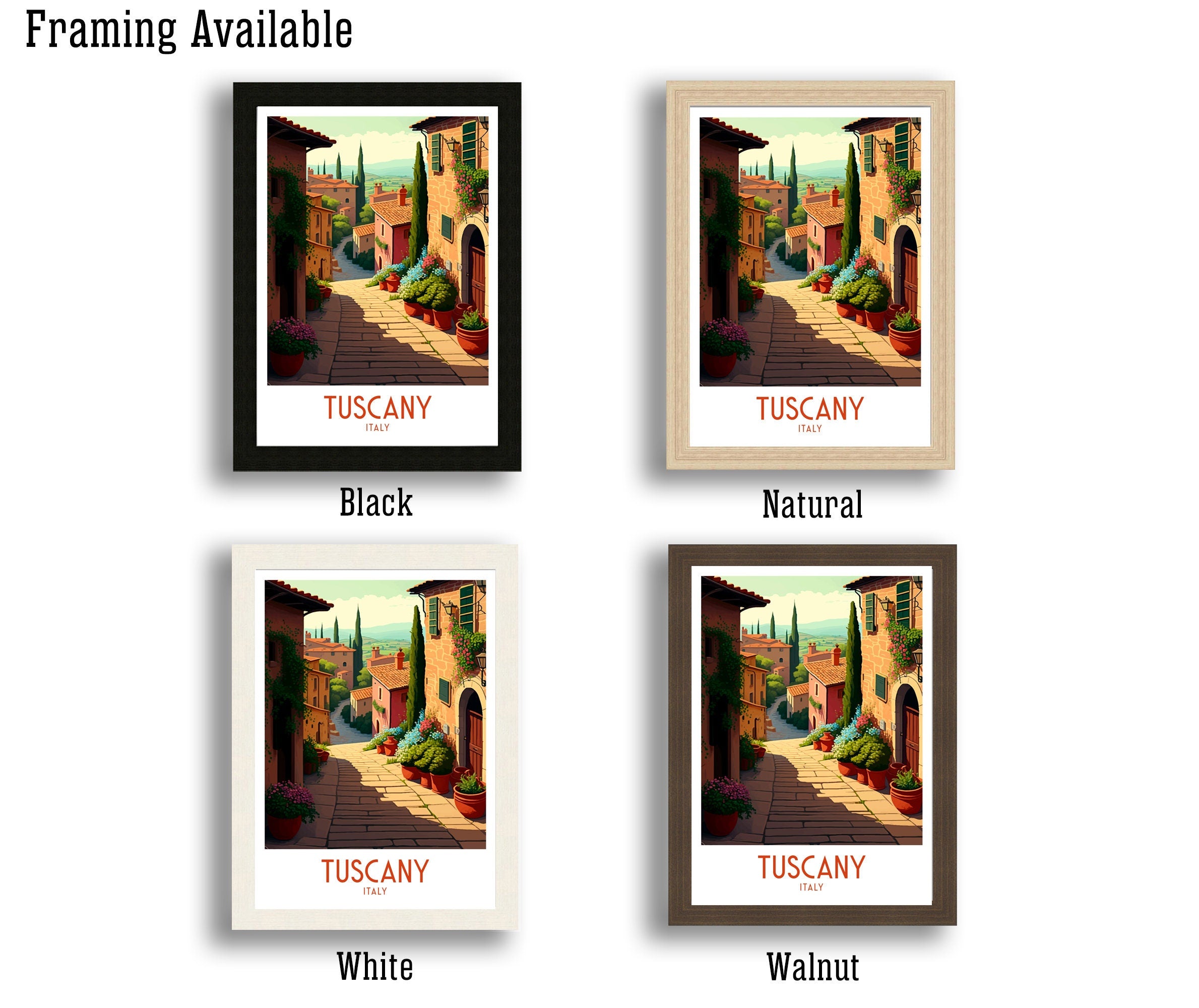 Tuscany Travel Poster | Italian Village Art Print