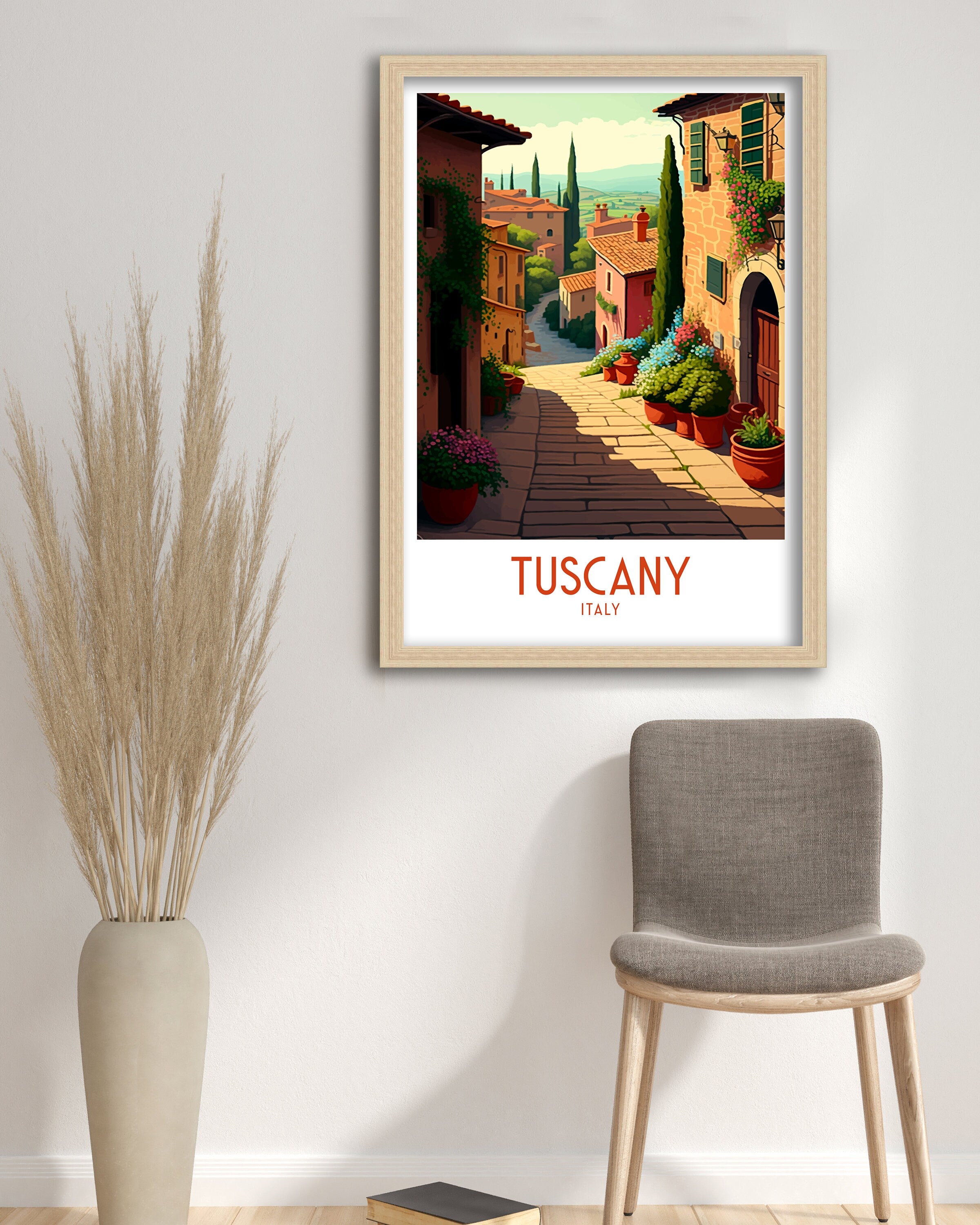 Tuscany Travel Poster | Italian Village Art Print