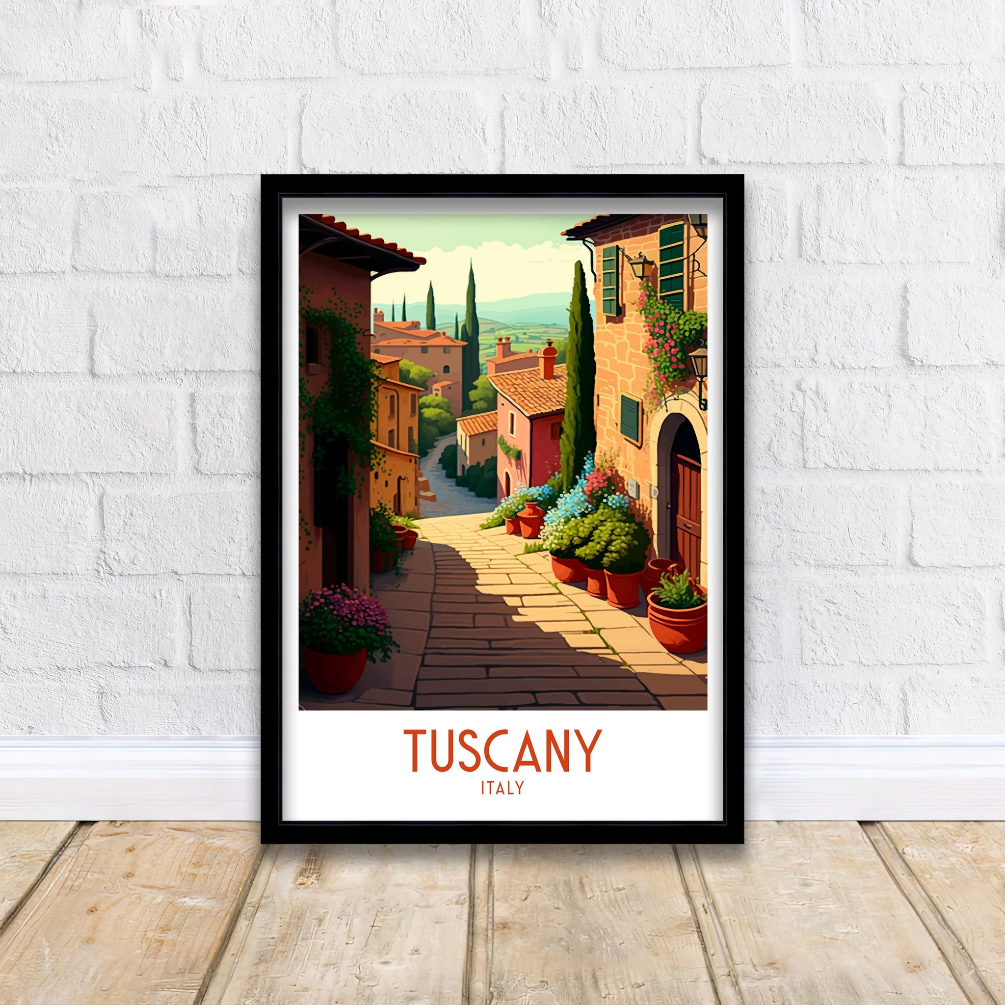 Tuscany Travel Poster | Italian Village Art Print