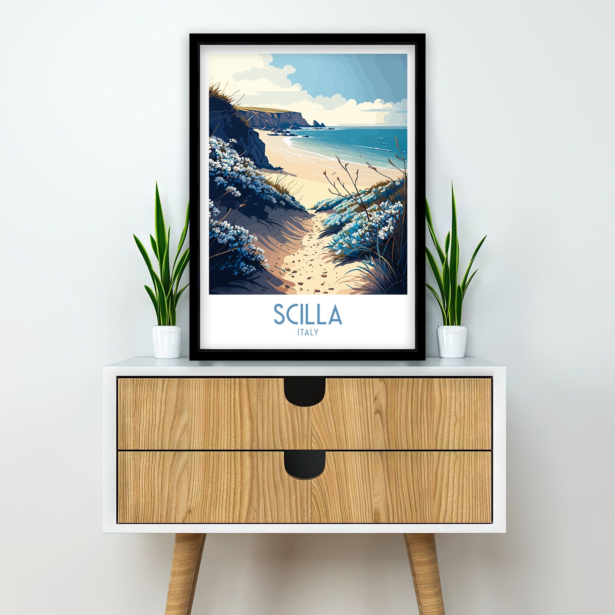 Scilla Italy Coastal Art Print | Travel Poster