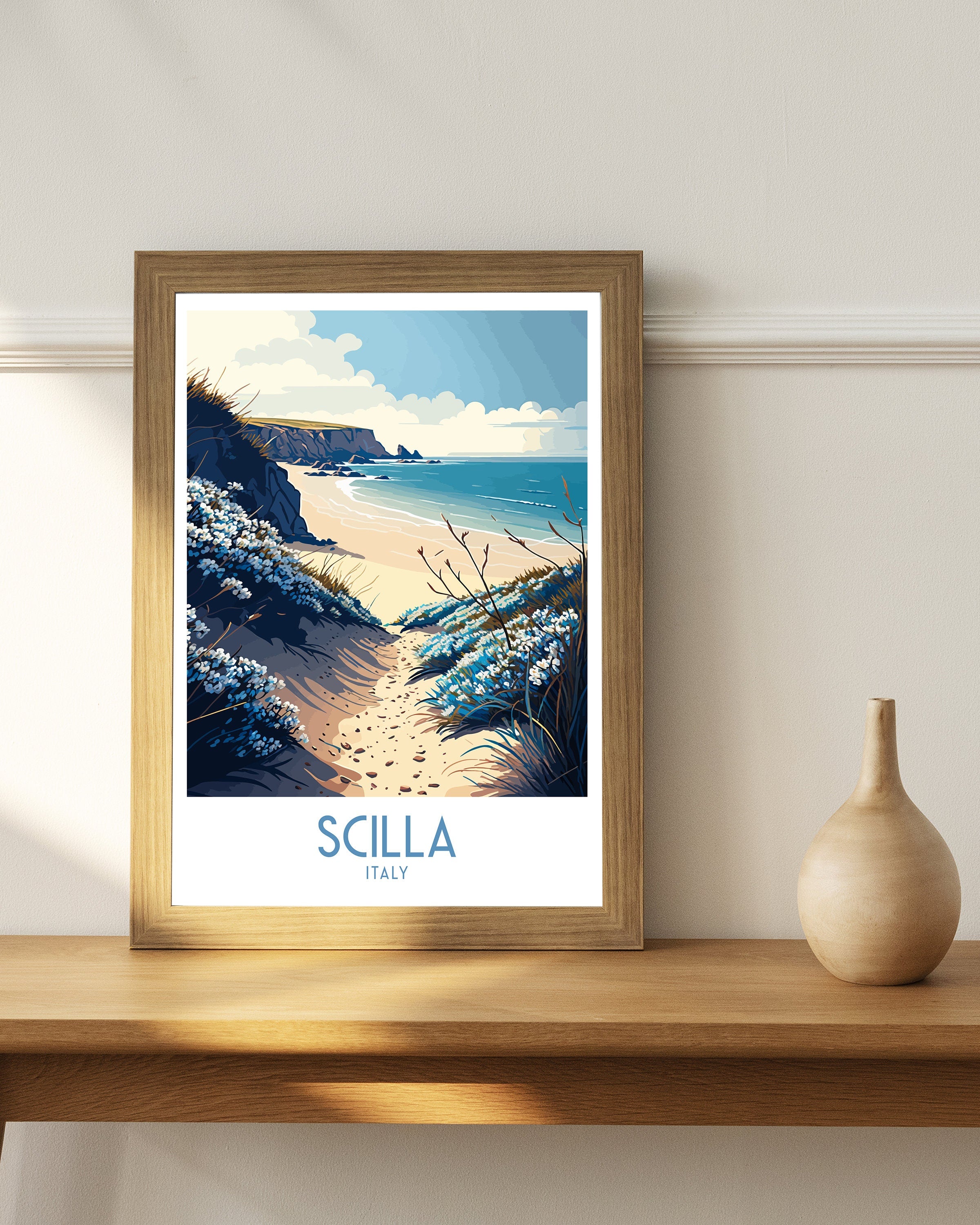 Scilla Italy Coastal Art Print | Travel Poster