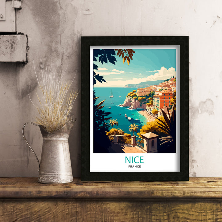 Nice France Travel Poster Nice Wall Art Nice Illustration Travel Poster French Riviera Home Decor Gift for Travelers