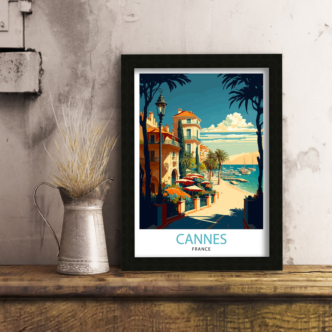 Cannes French Riviera Travel Poster - Cannes Wall Art, France Travel Poster, Gift for Travelers, Home Living Decor