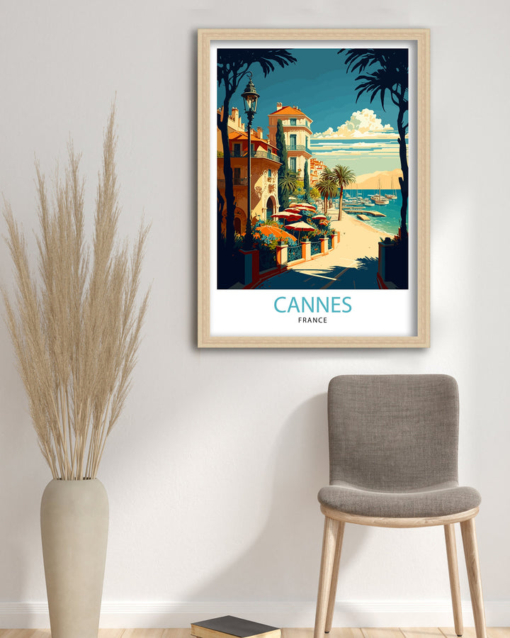 Cannes French Riviera Travel Poster - Cannes Wall Art, France Travel Poster, Gift for Travelers, Home Living Decor