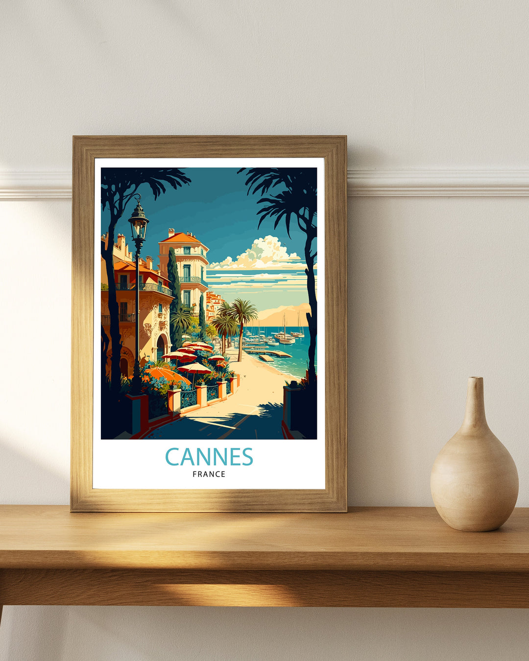 Cannes French Riviera Travel Poster - Cannes Wall Art, France Travel Poster, Gift for Travelers, Home Living Decor