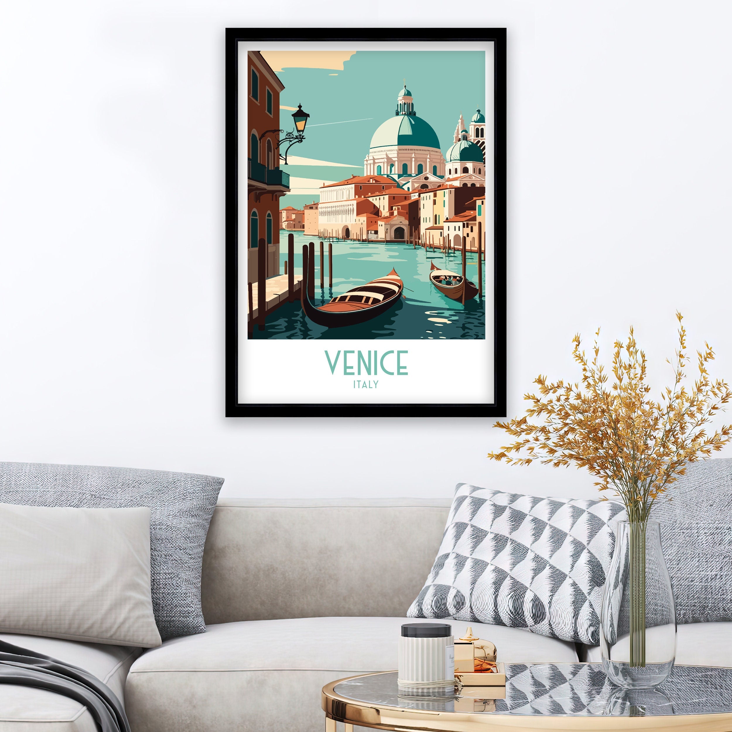 Venice Italy Travel Poster, Canal City Print