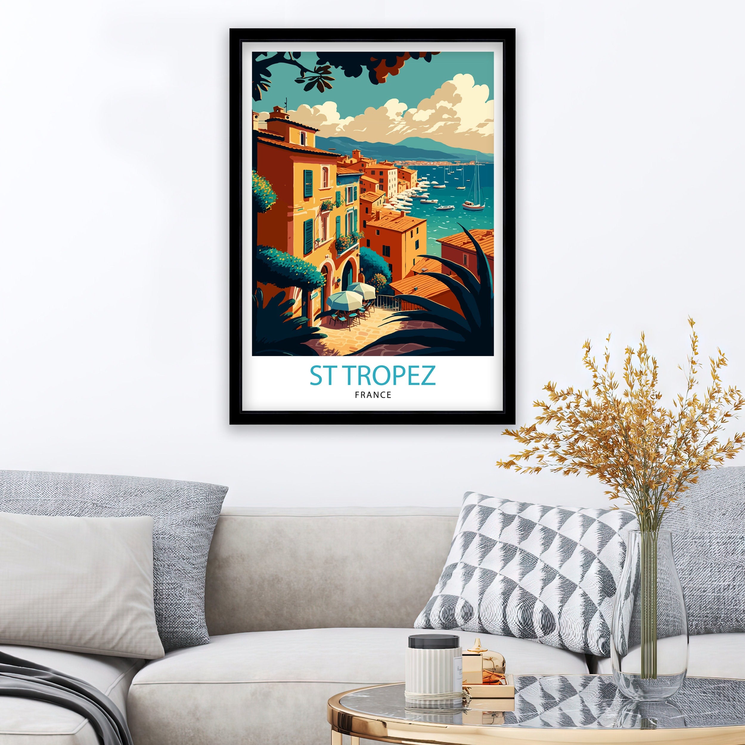 St. Tropez Travel Poster | French Riviera Home Decor