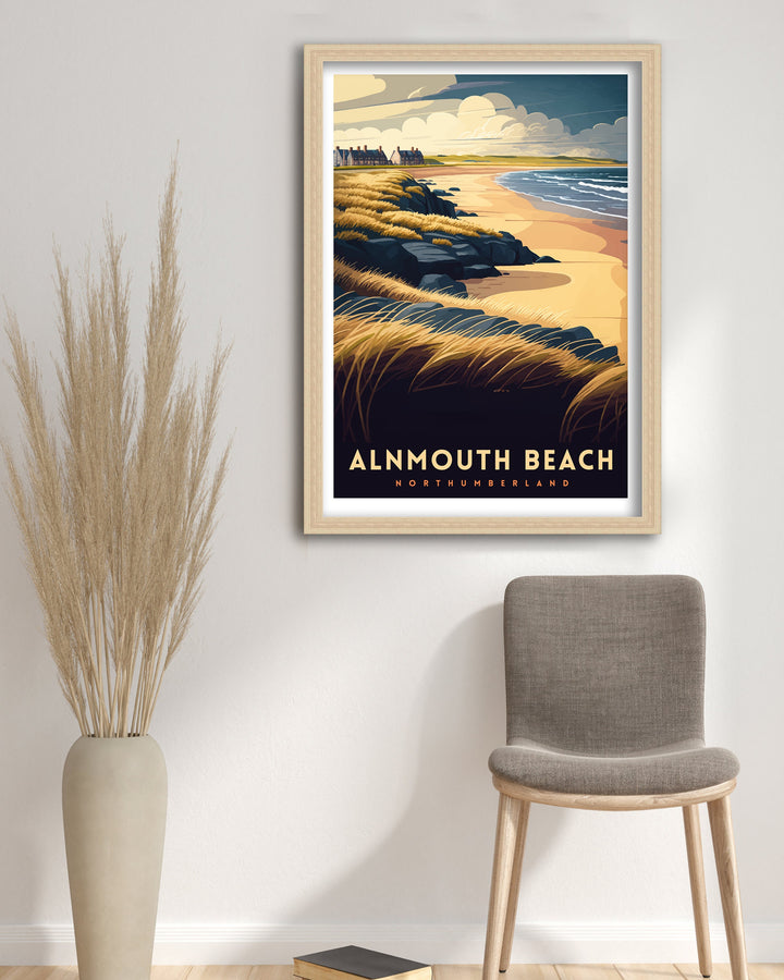 Alnmouth Beach Northumberland Travel Poster Alnmouth