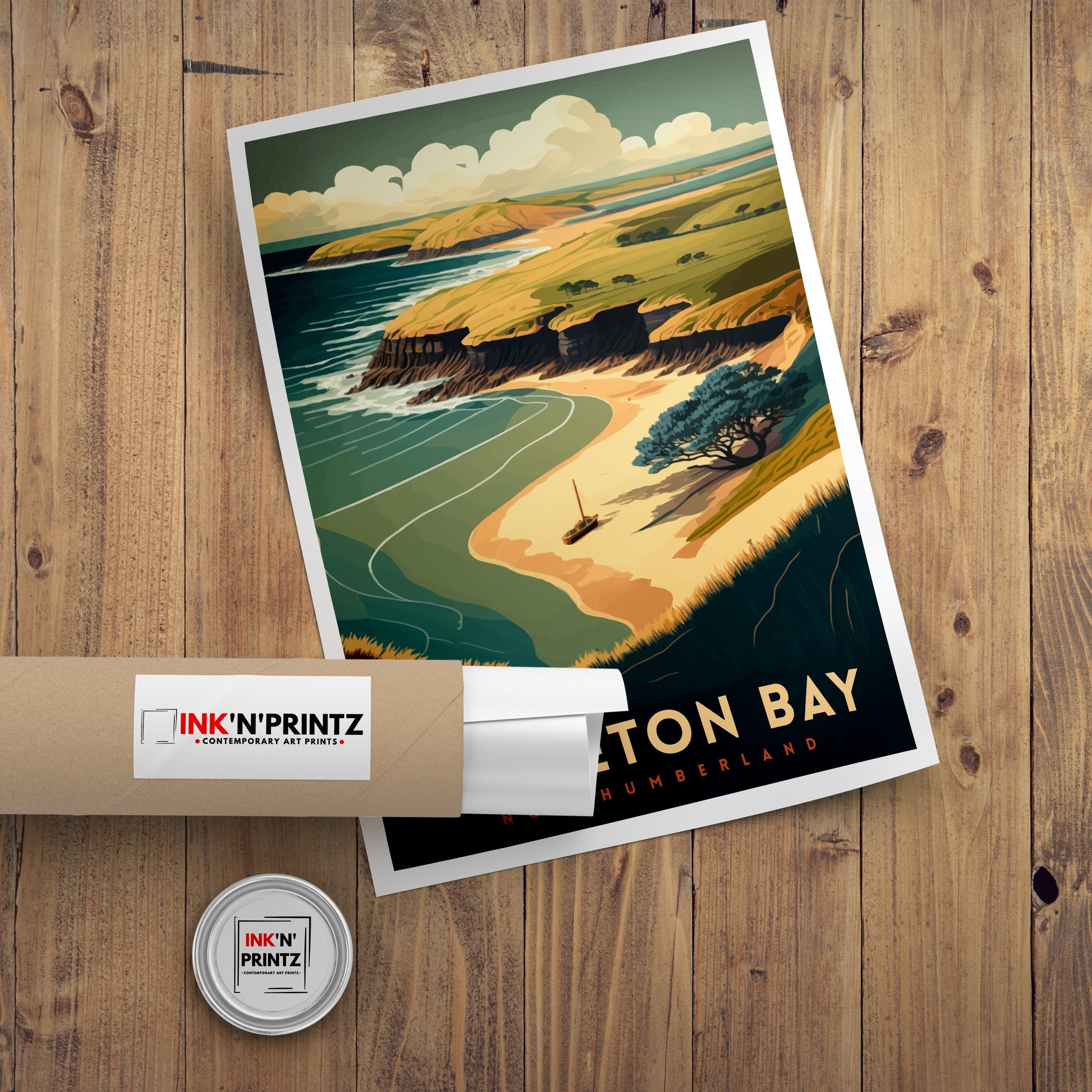 Embleton Bay, Northumberland Travel Poster Print