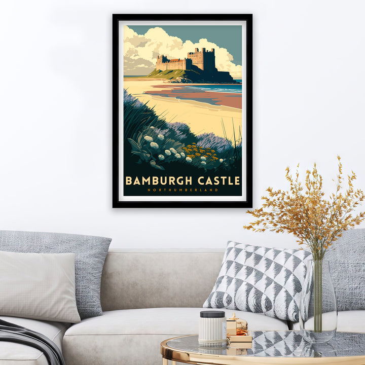 Bamburgh Castle Northumberland Travel Poster Bamburgh Castle