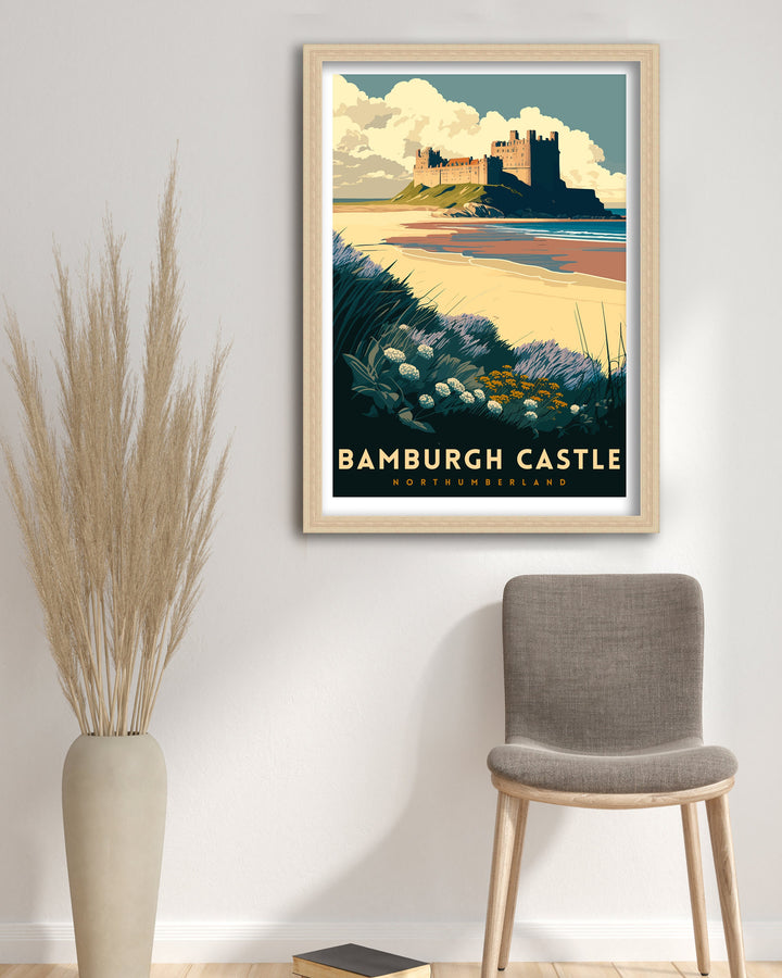 Bamburgh Castle Northumberland Travel Poster Bamburgh Castle