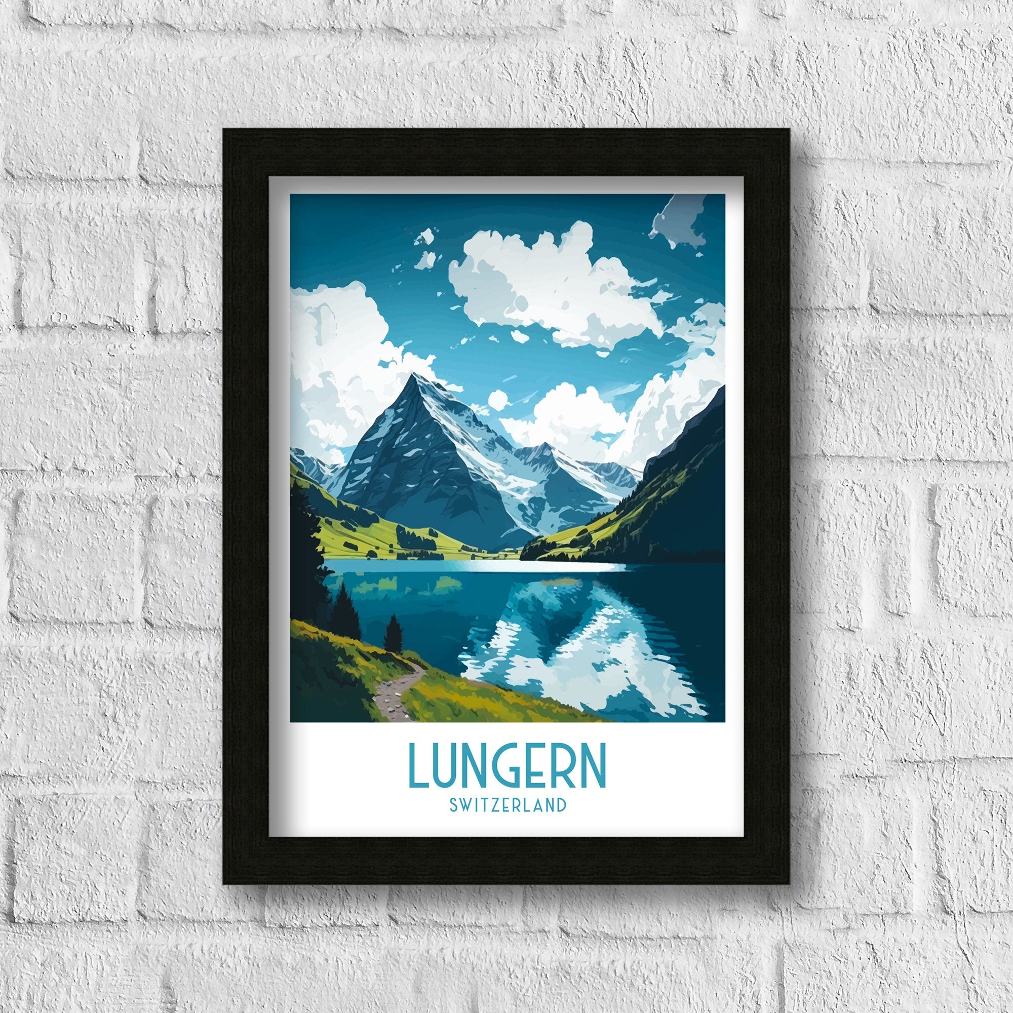 Lungern Switzerland Travel Print | Swiss Landscape Wall Decor