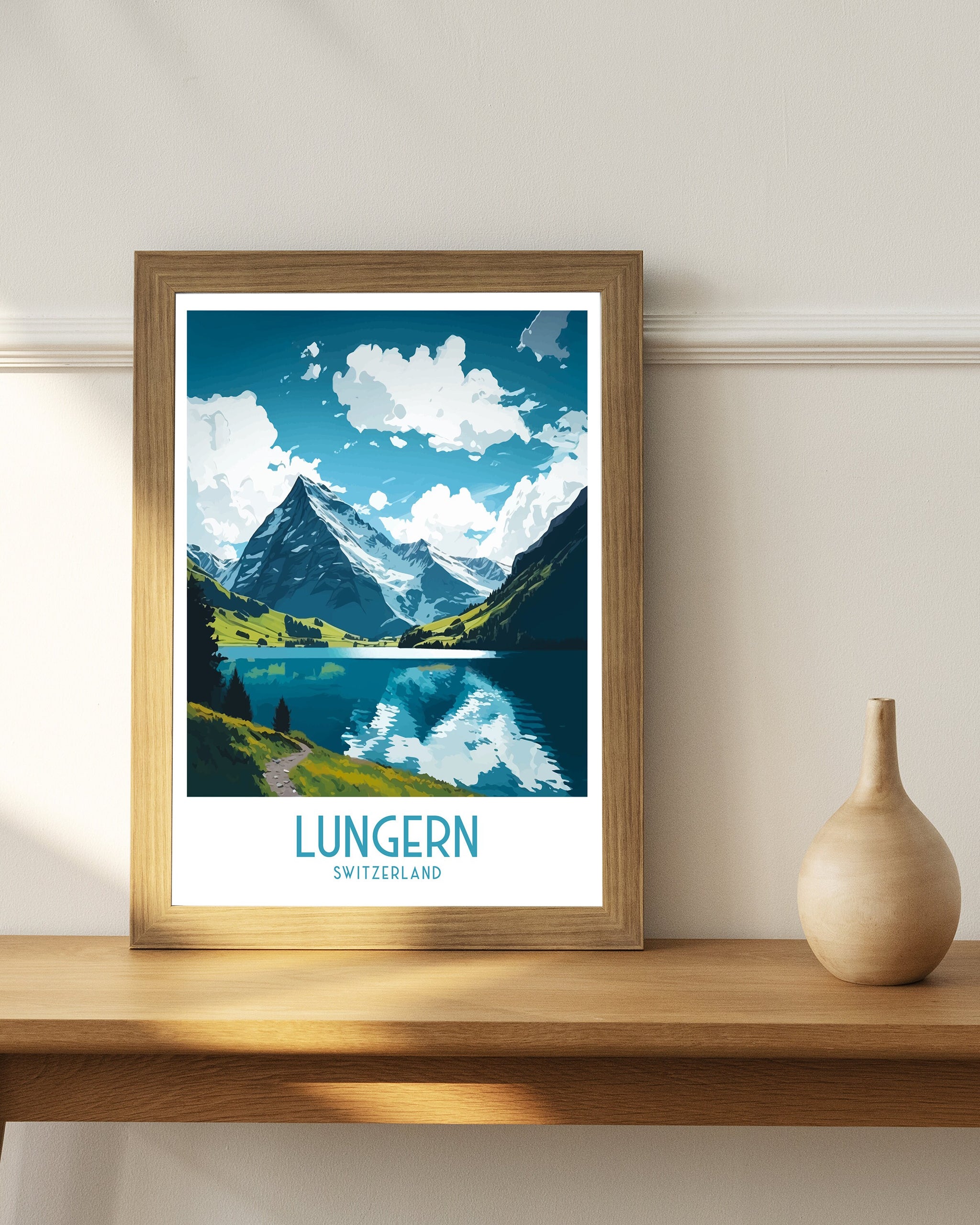 Lungern Switzerland Travel Print | Swiss Landscape Wall Decor