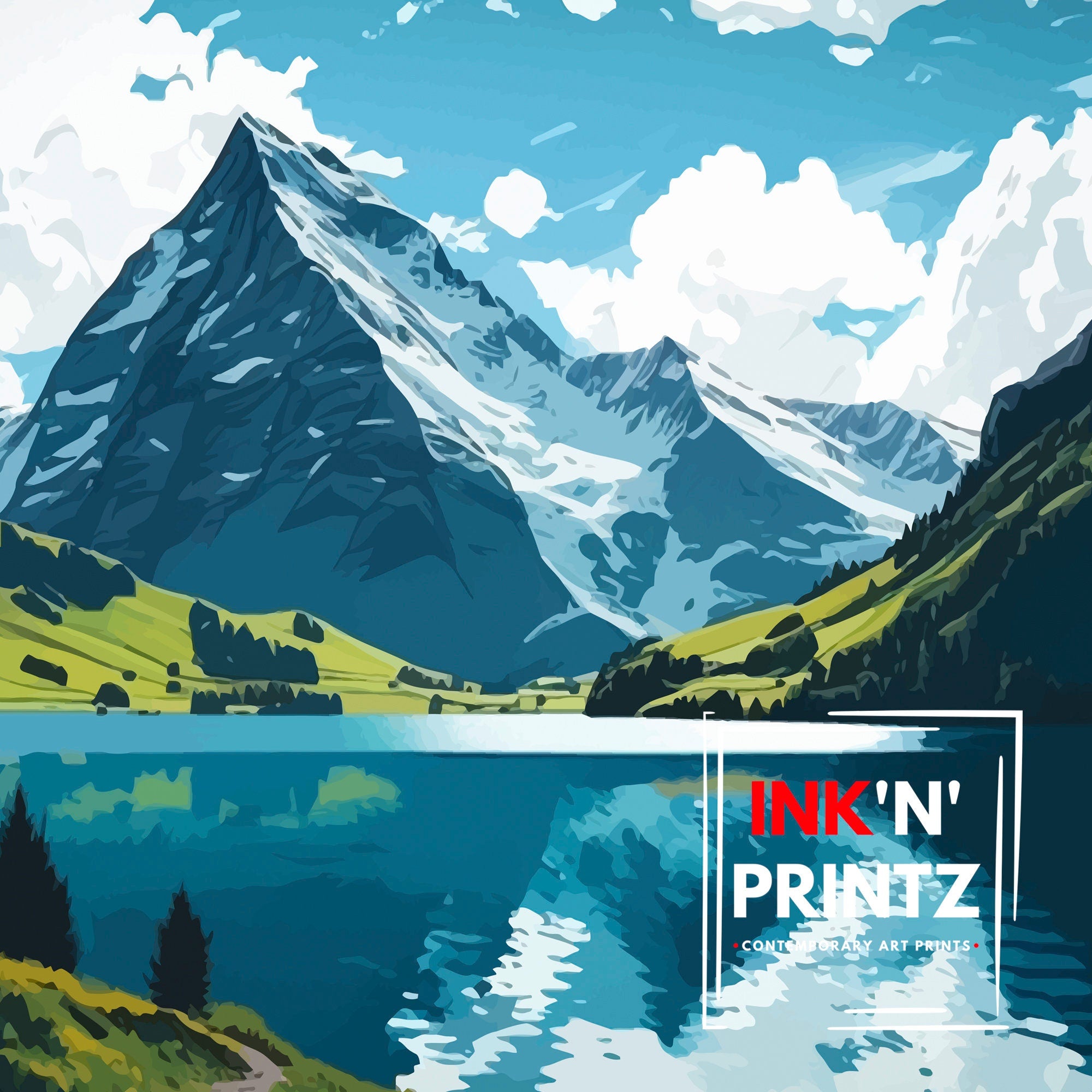 Lungern Switzerland Travel Print | Swiss Landscape Wall Decor