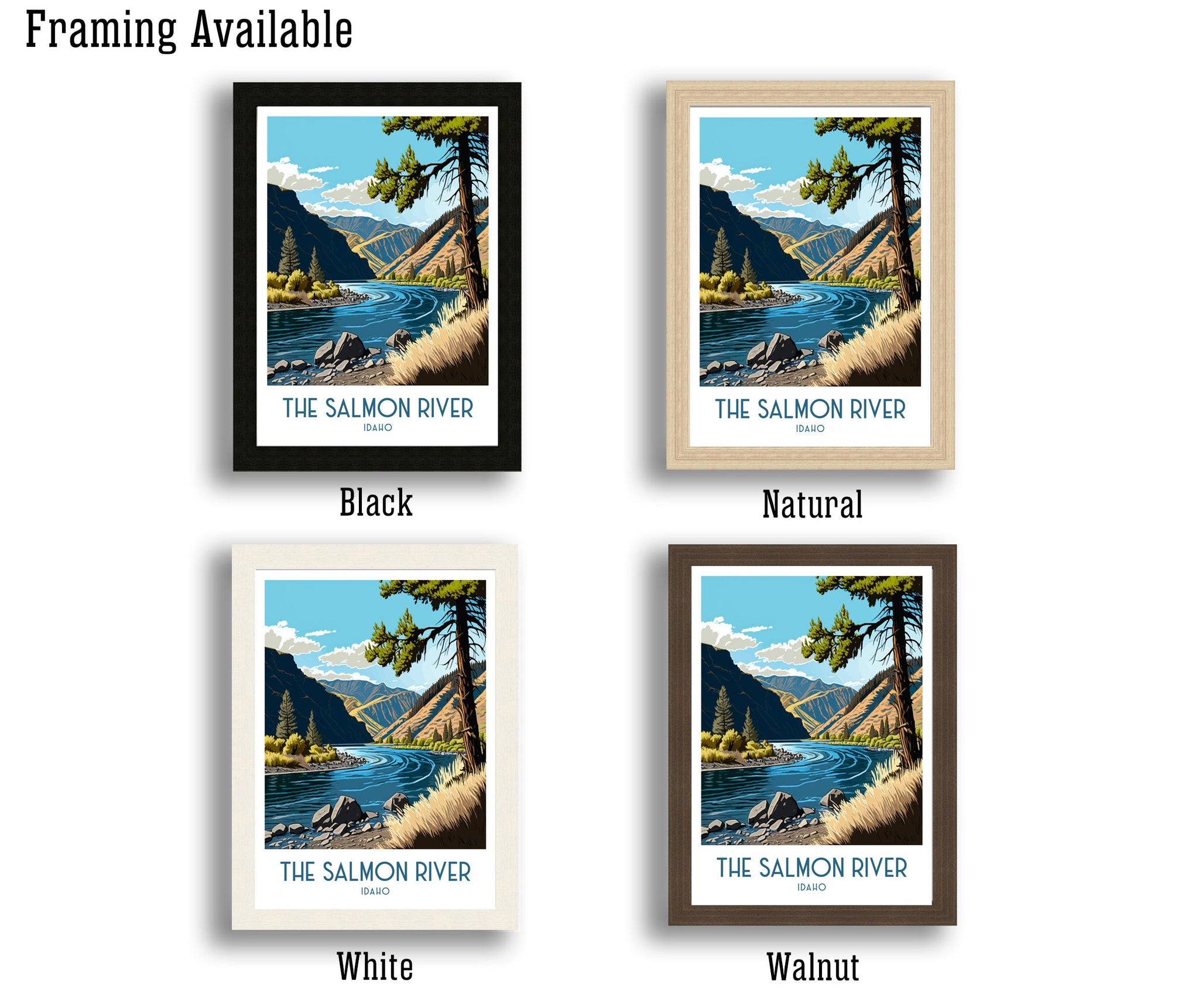 Idaho Travel Poster | Salmon River Landscape Art Print