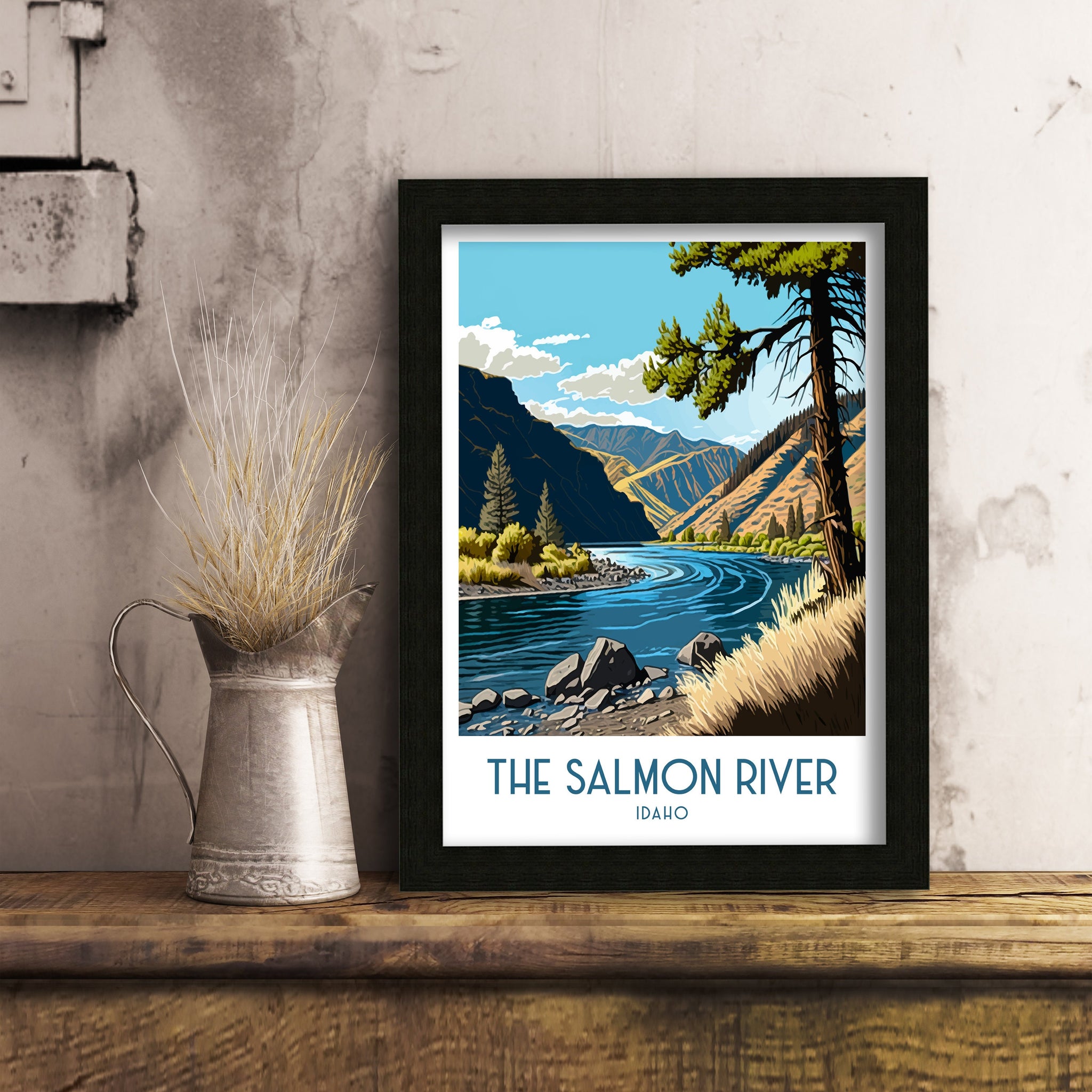 Idaho Travel Poster | Salmon River Landscape Art Print