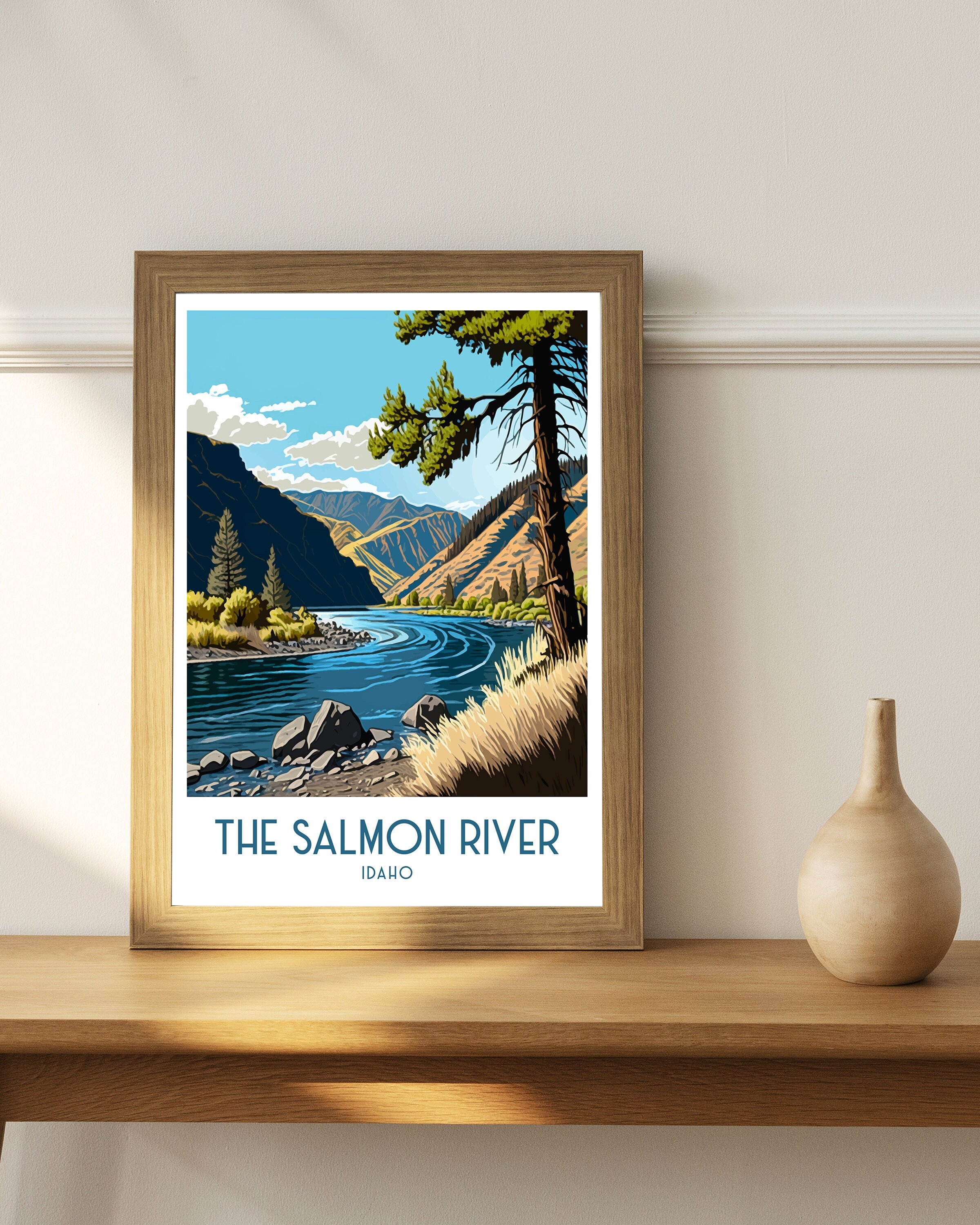 Idaho Travel Poster | Salmon River Landscape Art Print