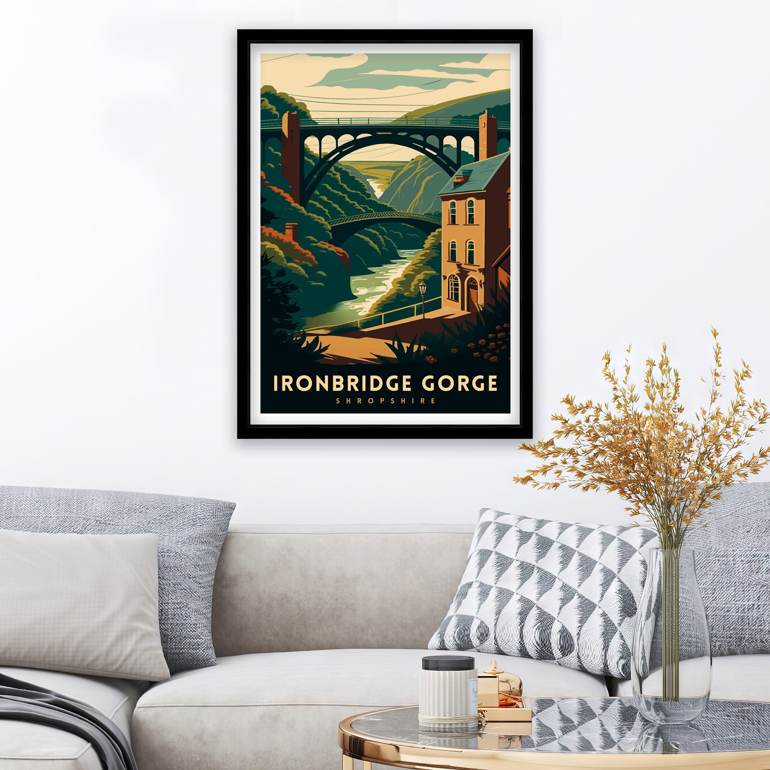 Ironbridge Gorge Travel Poster: Shropshire Illustration Art Print