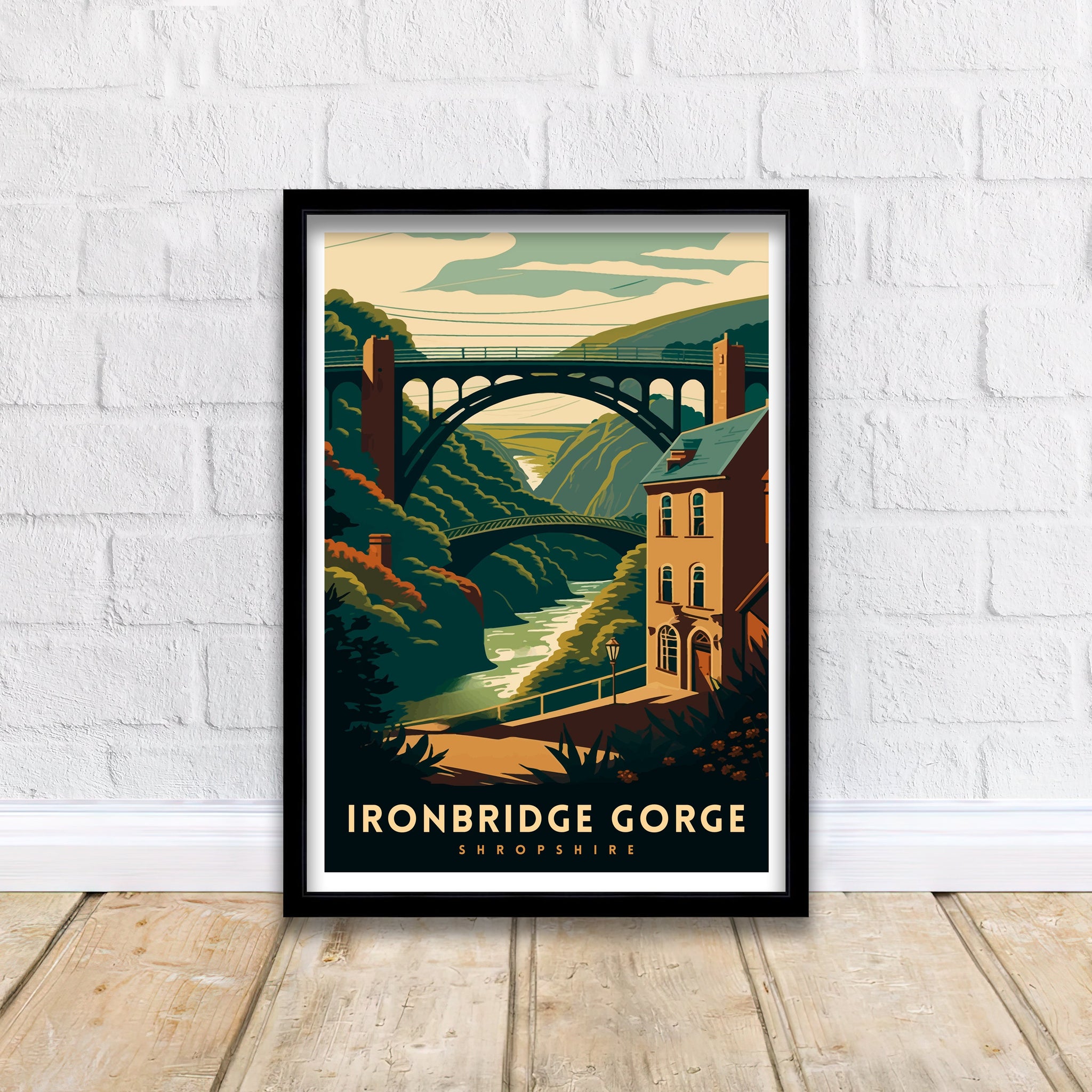 Ironbridge Gorge Travel Poster: Shropshire Illustration Art Print