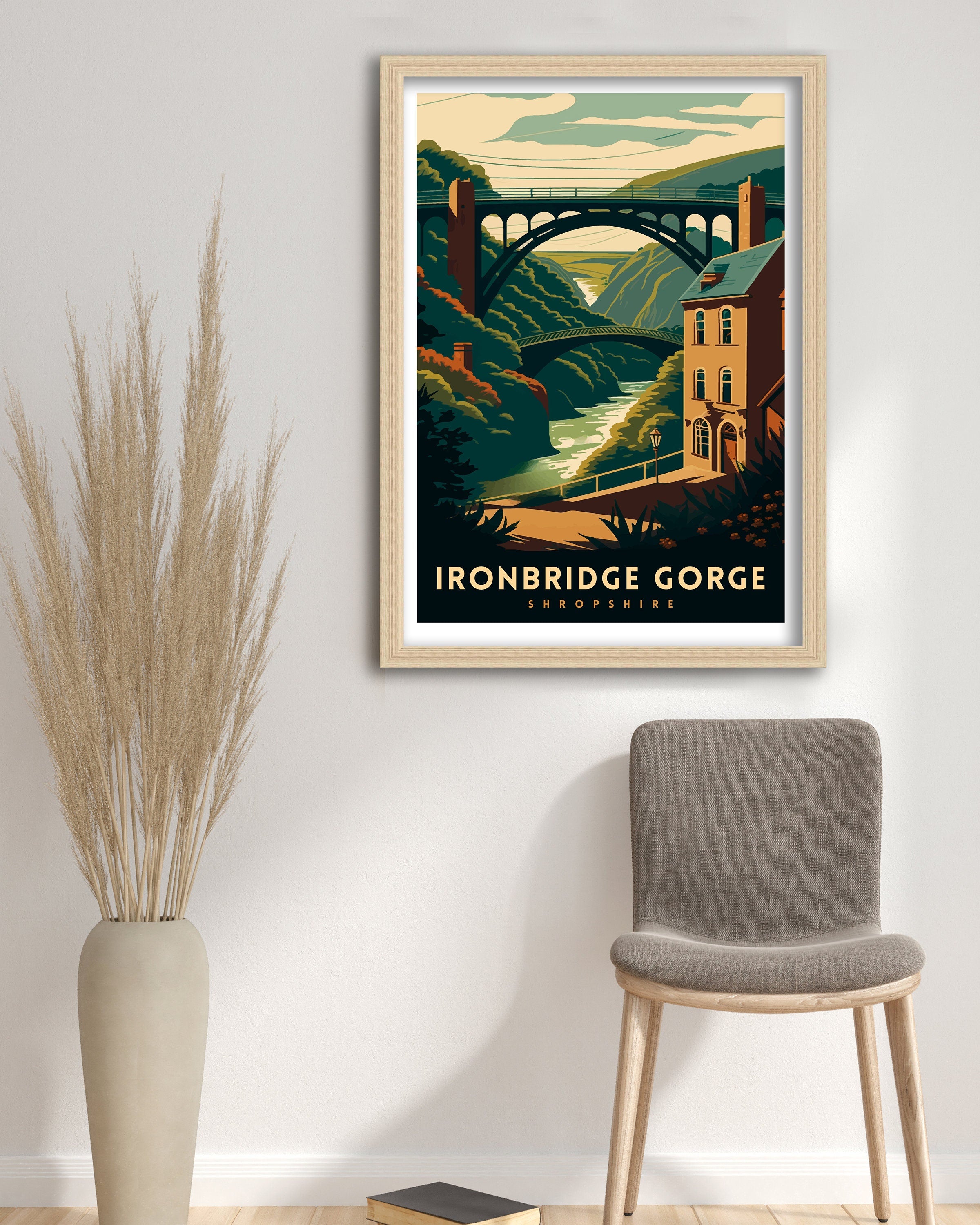 Ironbridge Gorge Travel Poster: Shropshire Illustration Art Print