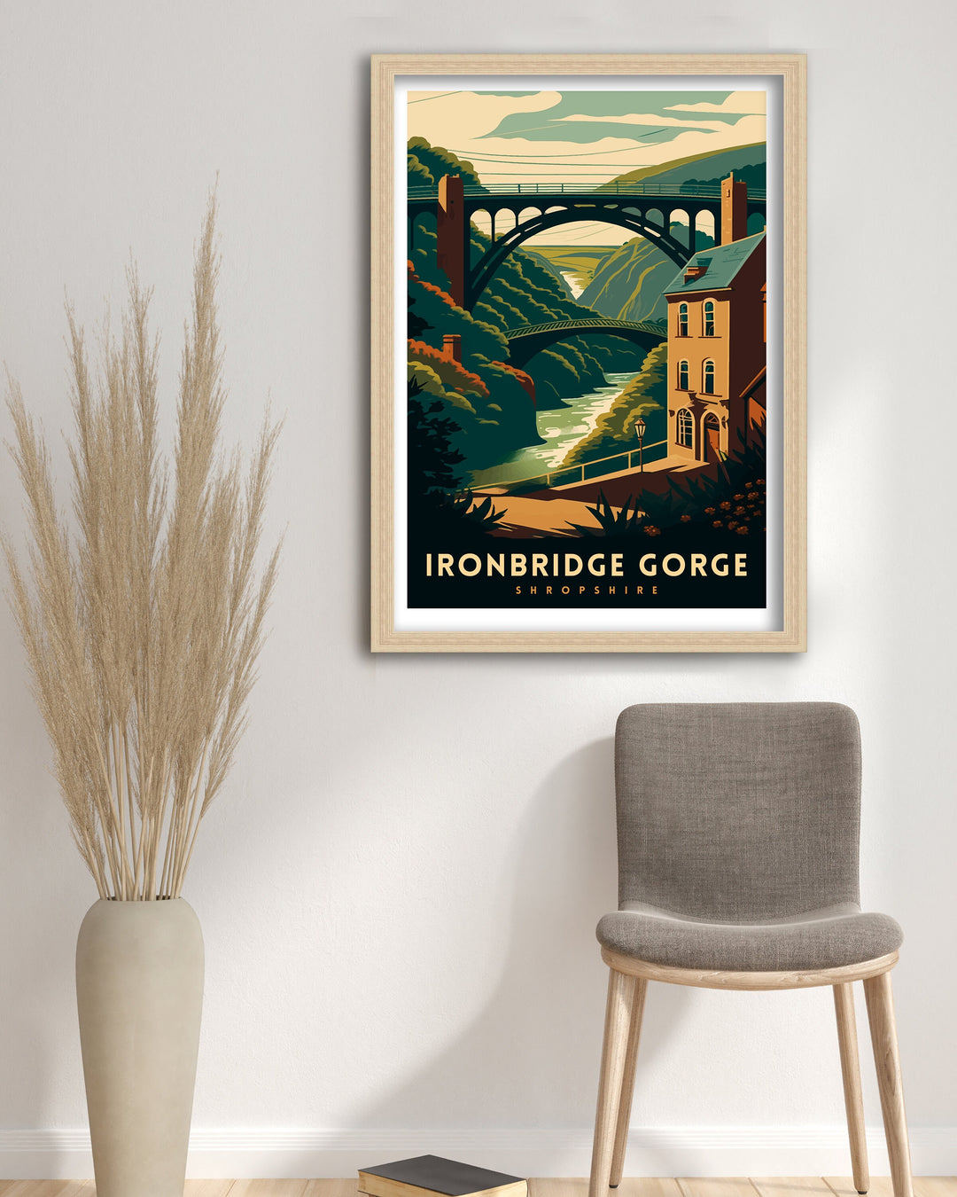 Ironbridge Gorge Travel Poster Ironbridge Wall Art Shropshire Home Decor Ironbridge Gorge Illustration Travel Poster Gift Ironbridge England