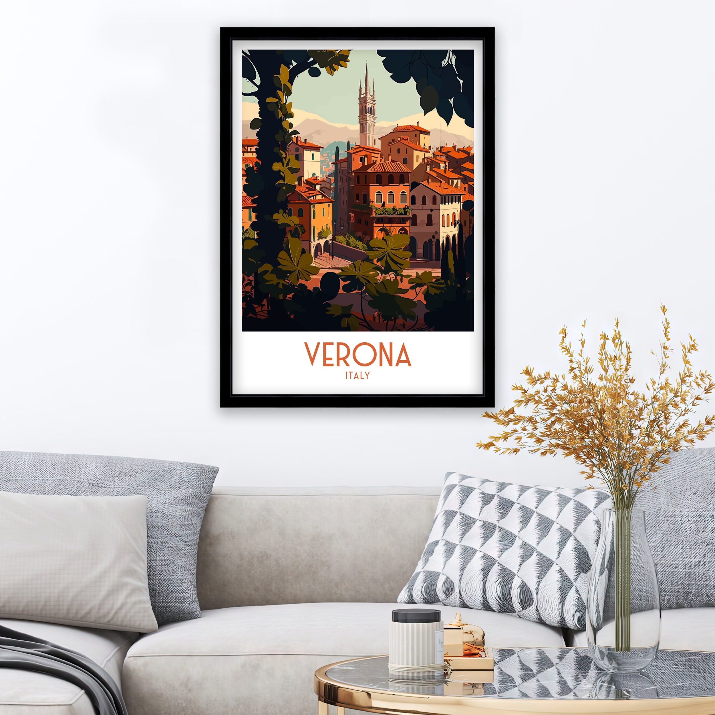 Verona Italy Travel Poster, Italian Illustration Art Print