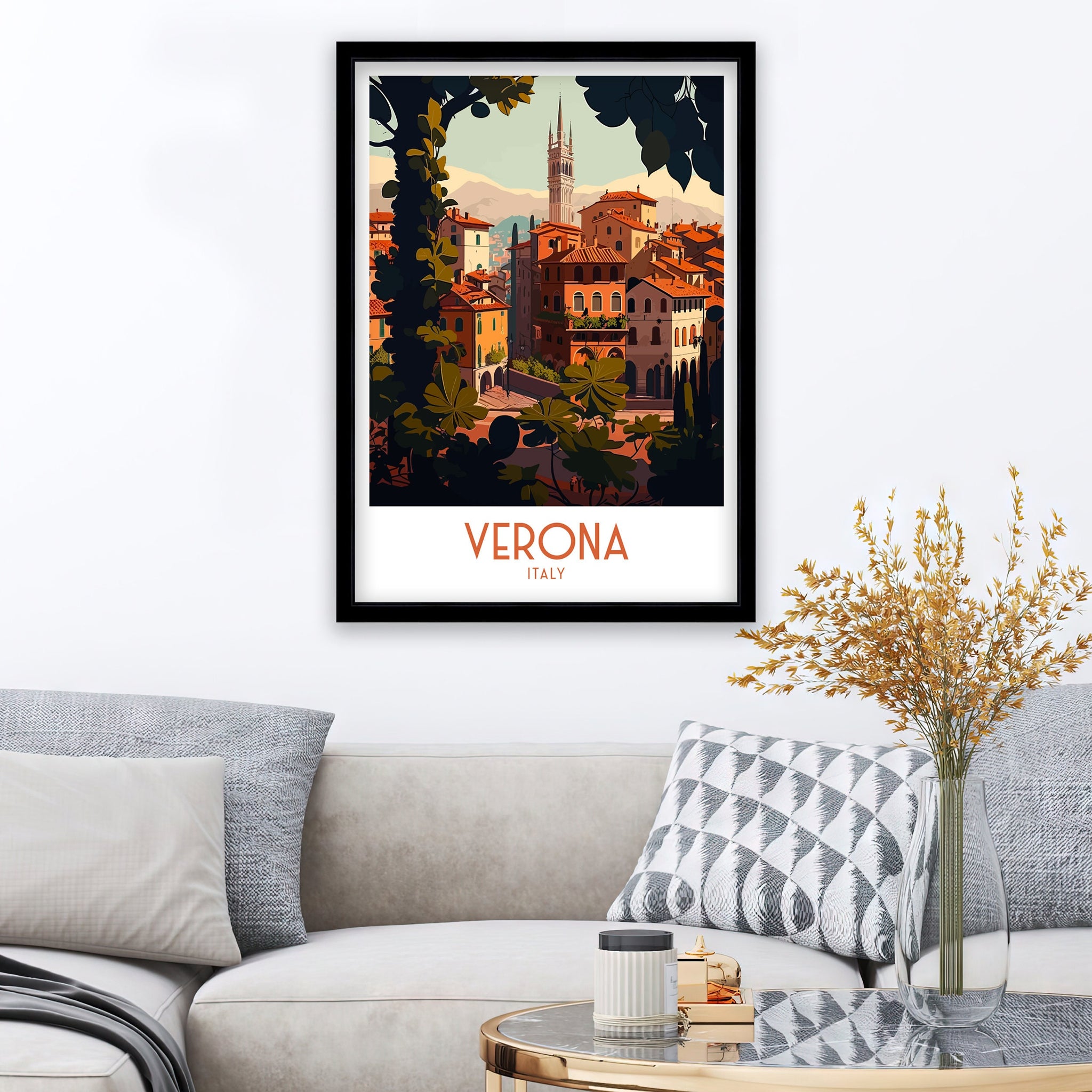 Verona Italy Travel Poster, Italian Illustration Art Print