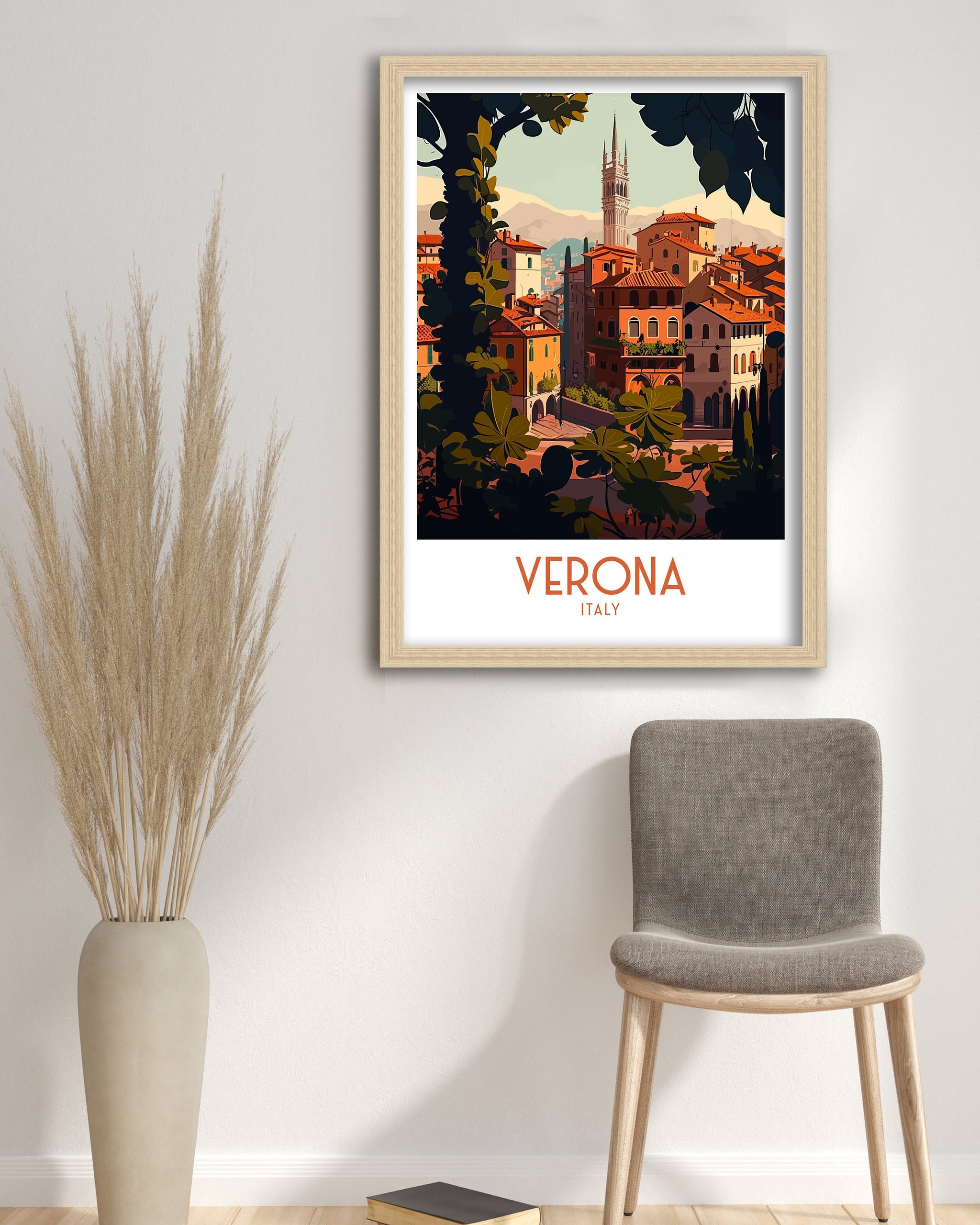 Verona Italy Travel Poster, Italian Illustration Art Print
