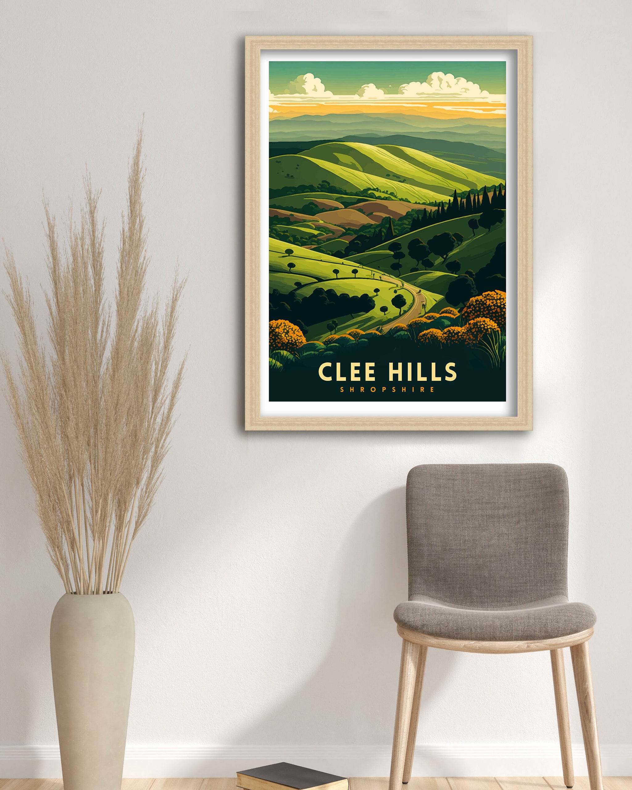 Clee Hills Travel Poster: Shropshire UK Landscape Art Print