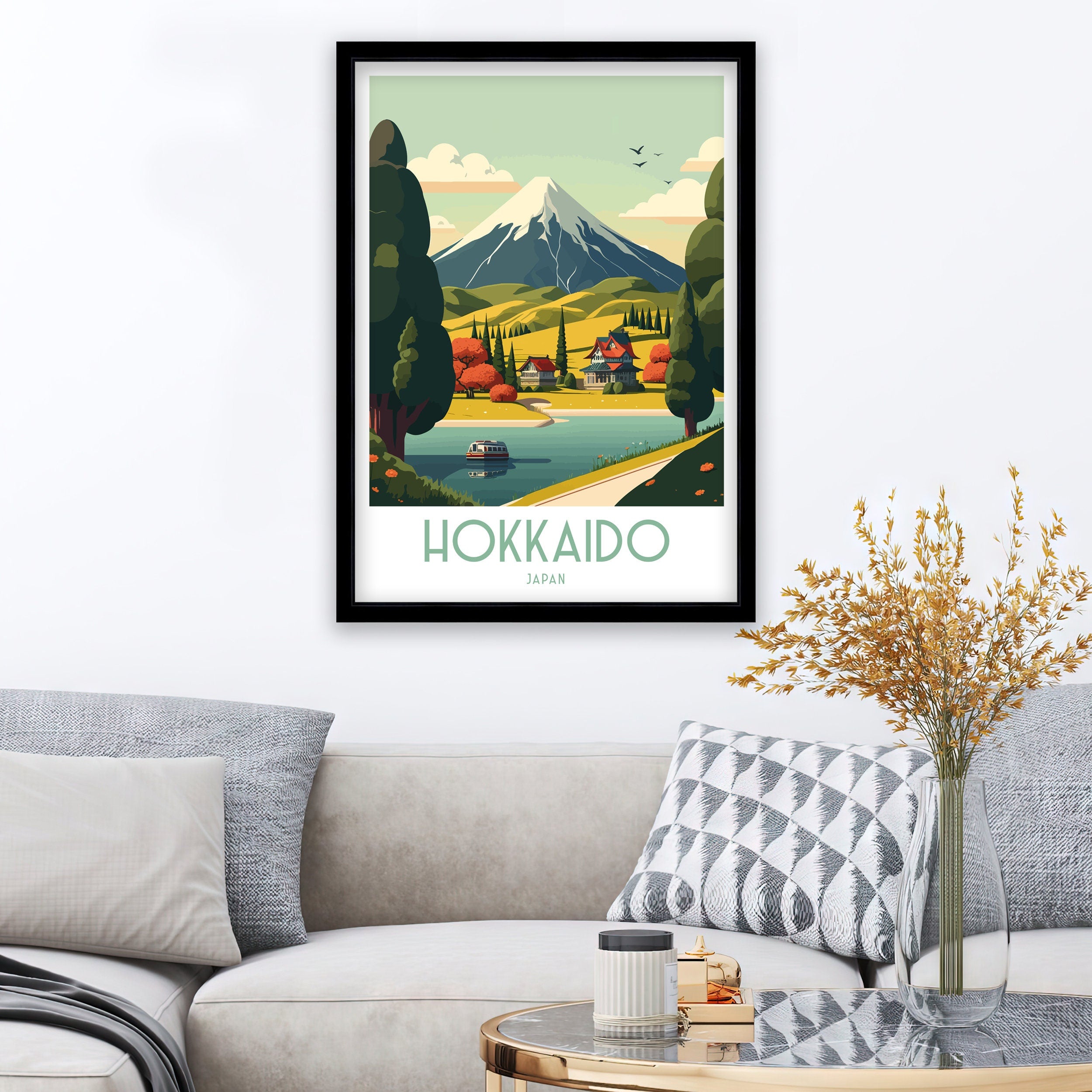 Hokkaido Japan Travel Print: Winter Mountain Landscape