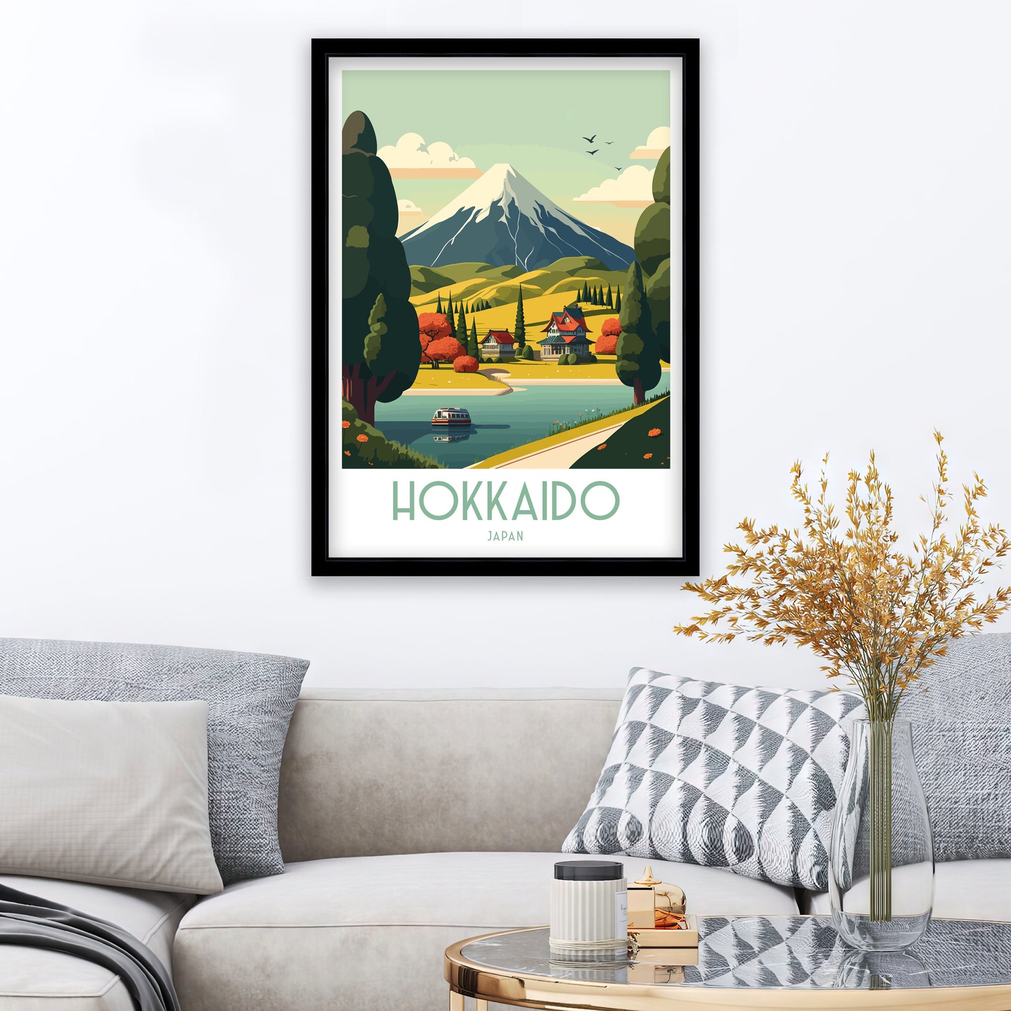 Hokkaido Japan Travel Print: Winter Mountain Landscape