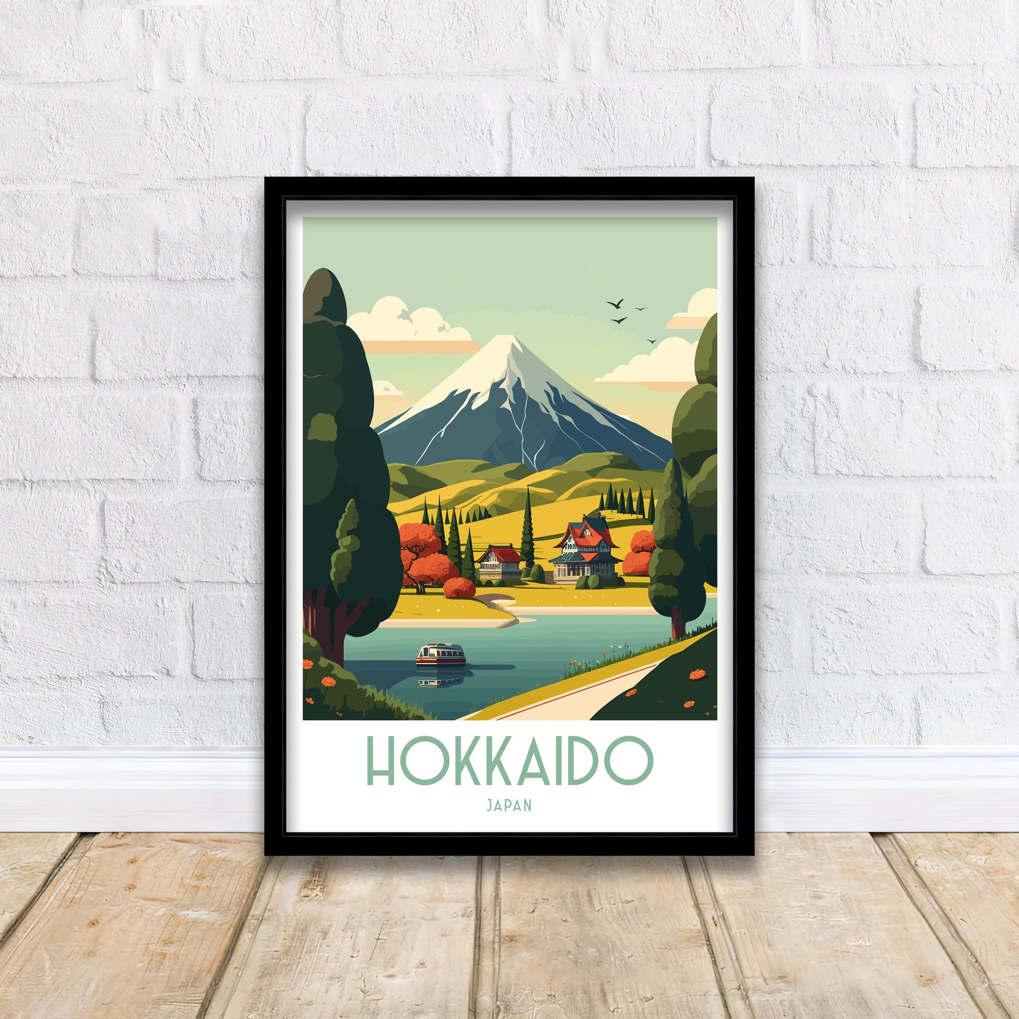 Hokkaido Japan Travel Print: Winter Mountain Landscape