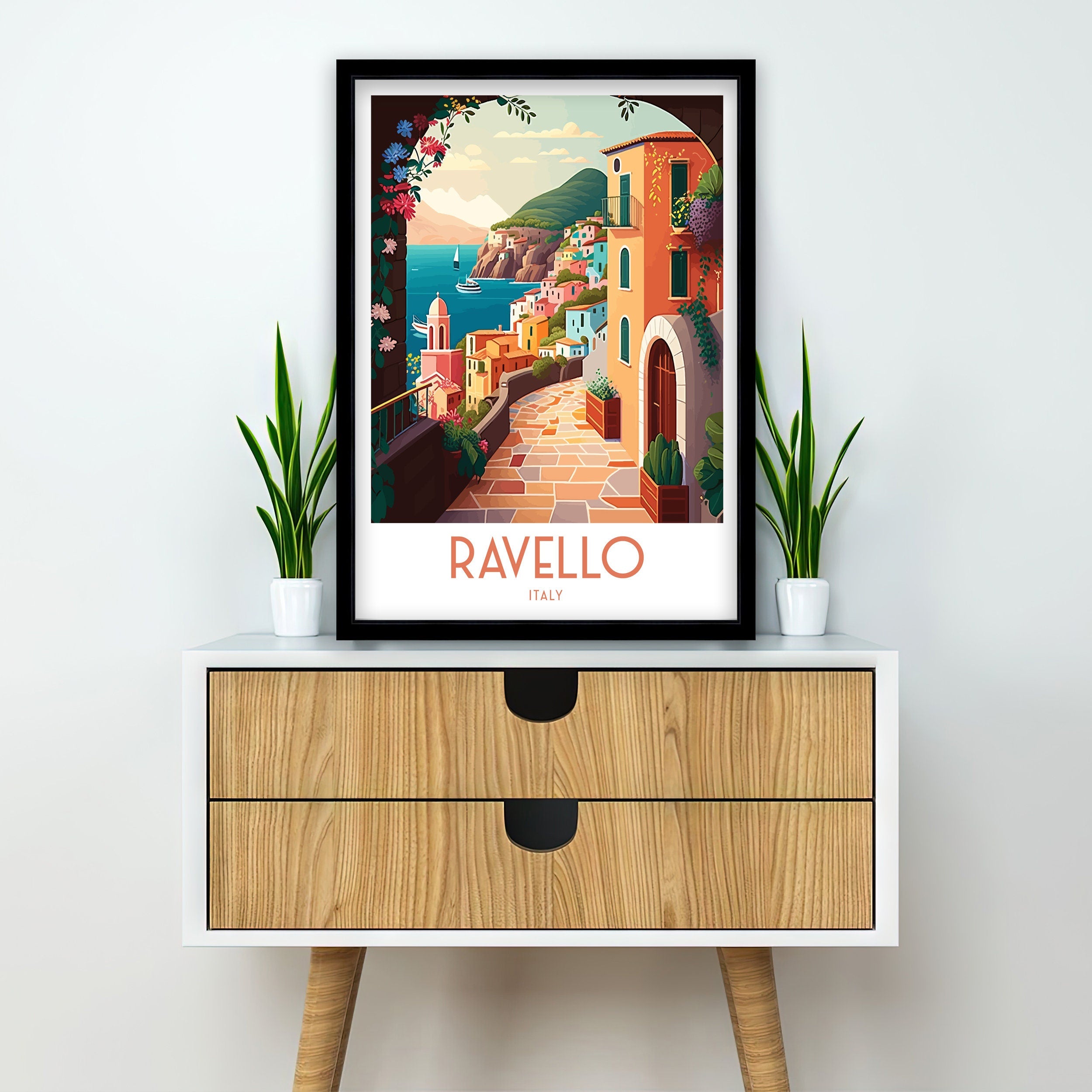 Ravello Italy Print, Coastal Mediterranean Wall Art