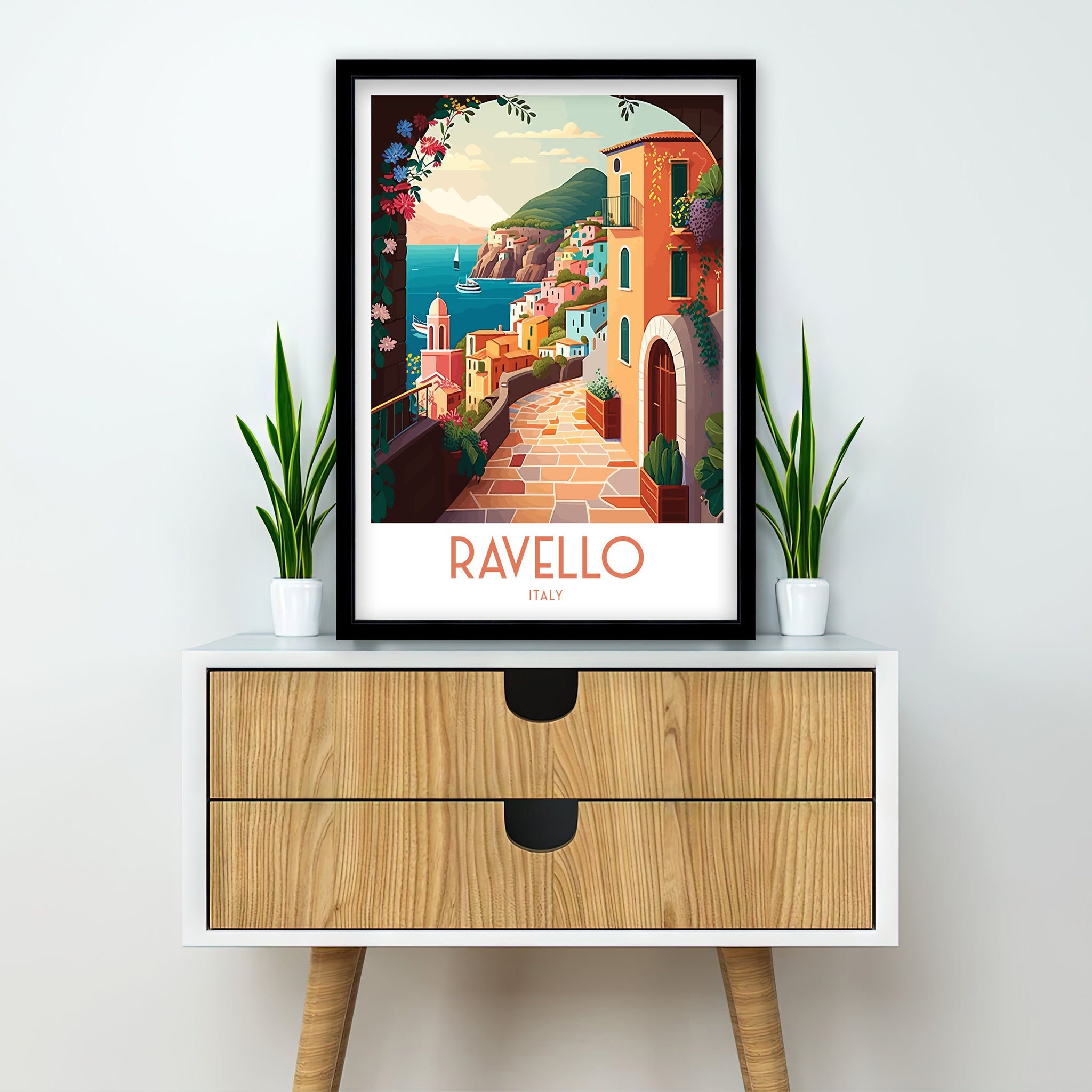 Ravello Italy Print, Coastal Mediterranean Wall Art